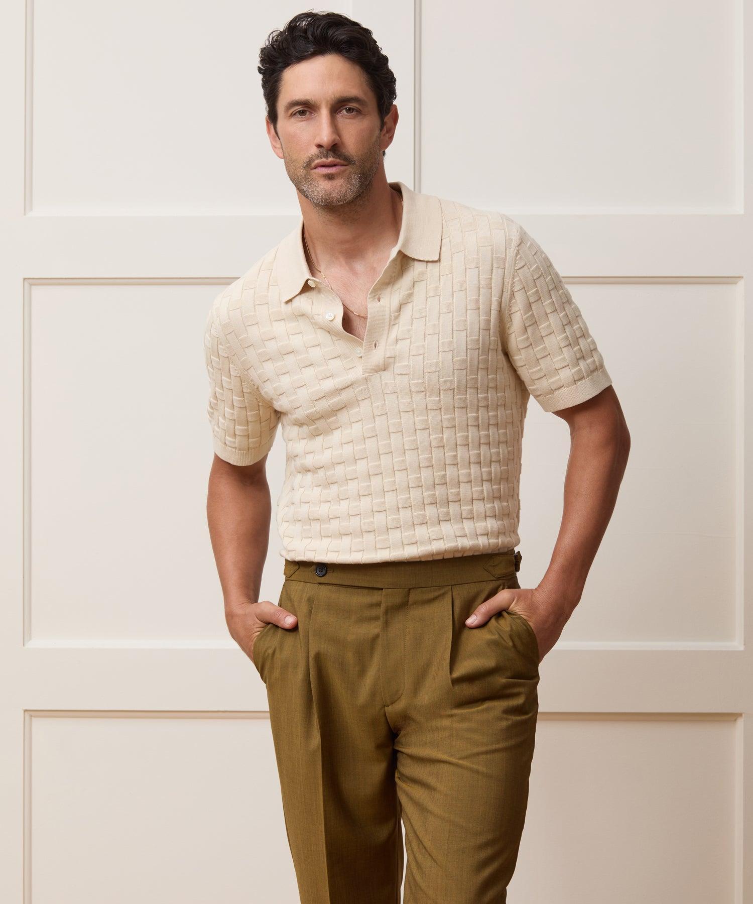 Relaxed Cotton Basketweave Sweater Polo Product Image