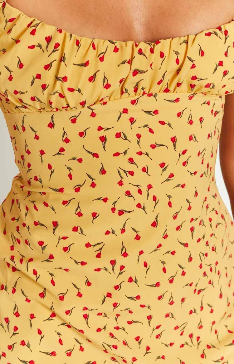 Love & Lust Yellow Floral Cap Sleeve Mini Dress Product Image