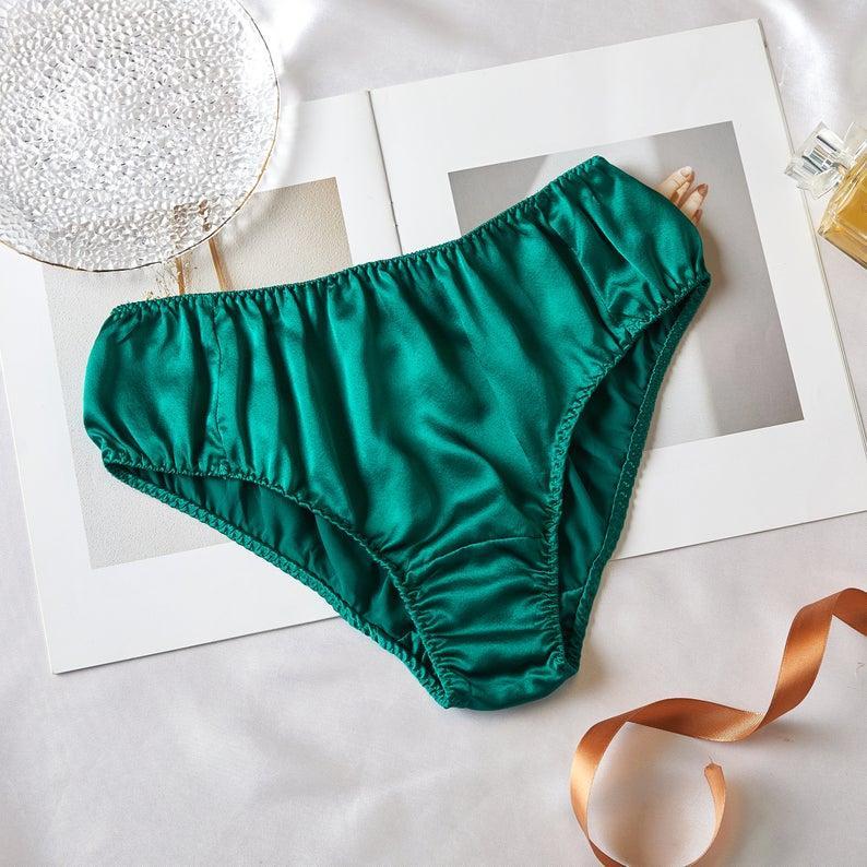 Black Pure Mulberry Silk Bikini Panties | Mid Waist | 22 Momme | Float Collection Product Image