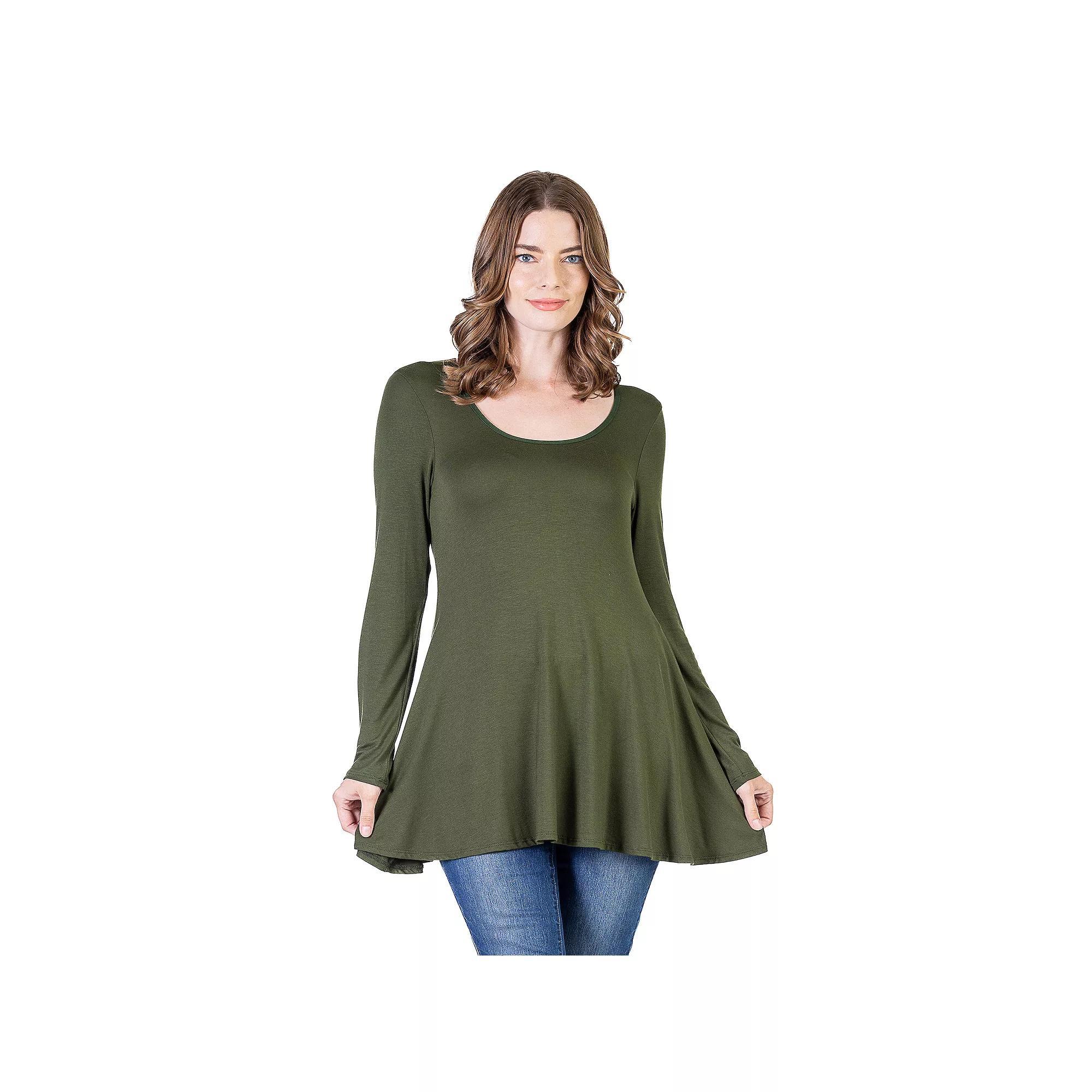 Womens 24Seven Comfort Apparel Swing Style Flared Tunic Top Purple Product Image