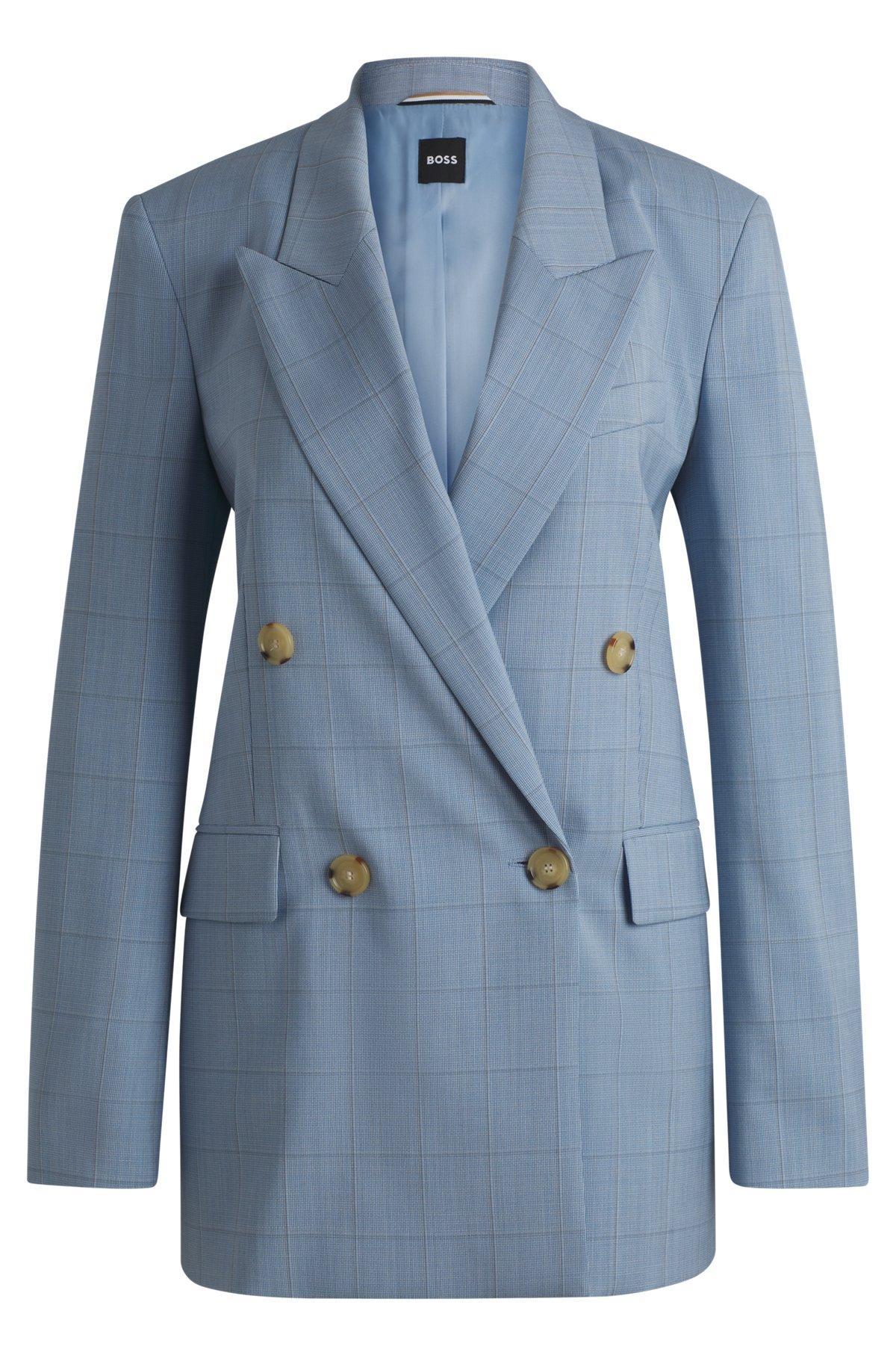 BOSS - Regular-fit suit jacket in checked wool - Patterned Product Image