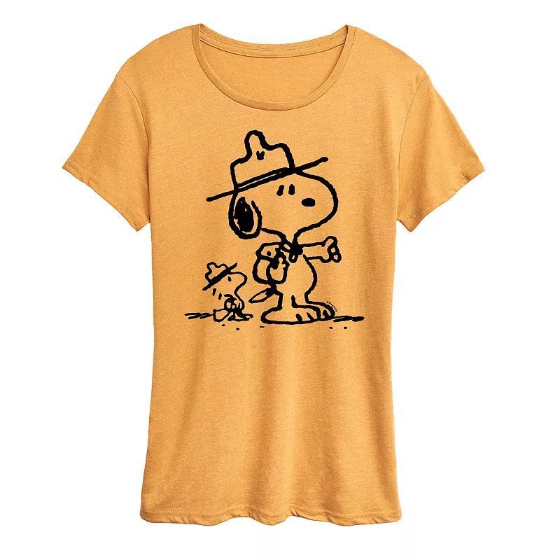 Women's Peanuts Snoopy & Woodstock Scout Pals Graphic Tee, Size: Small, Grey Green Product Image