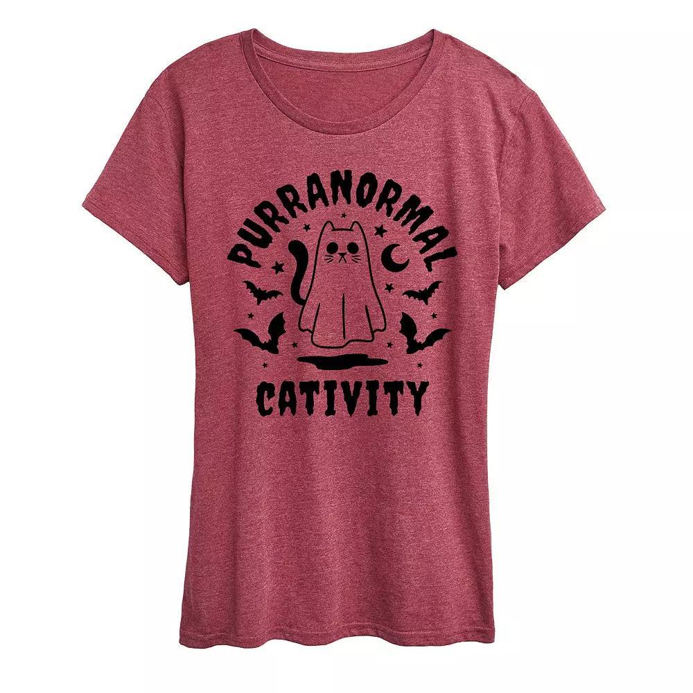 Womens Purranormal Cativity Halloween Tee, Girls Grey Wine Product Image