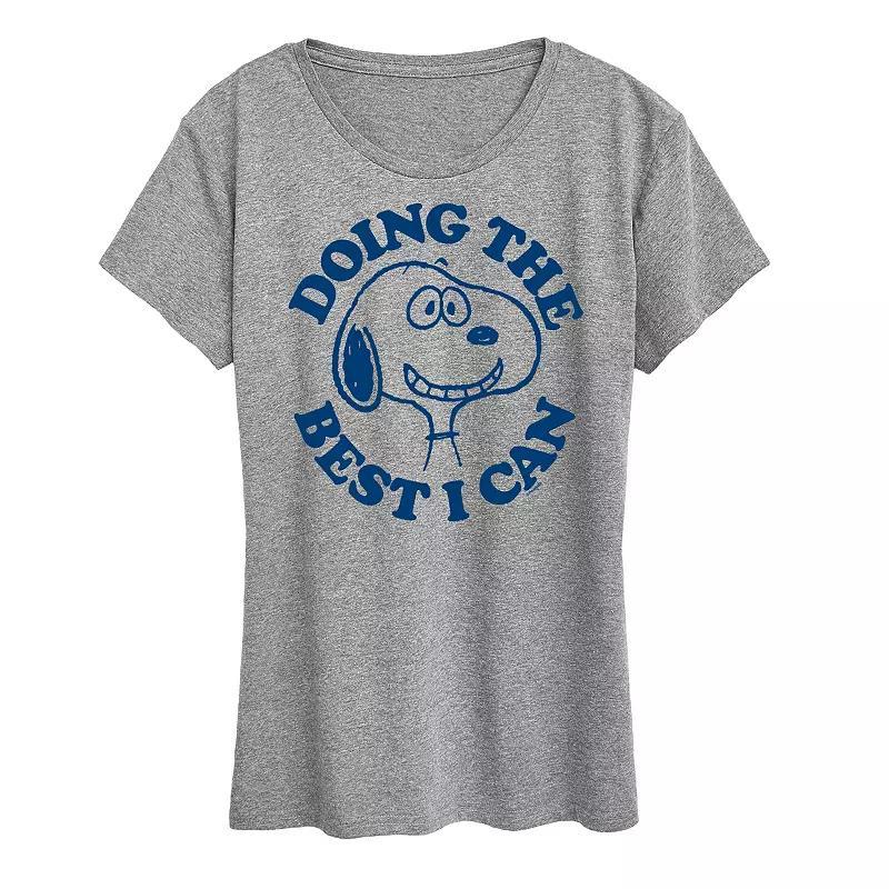 Womens Peanuts Snoopy Doing The Best I Can Graphic Tee Grey Gray Product Image