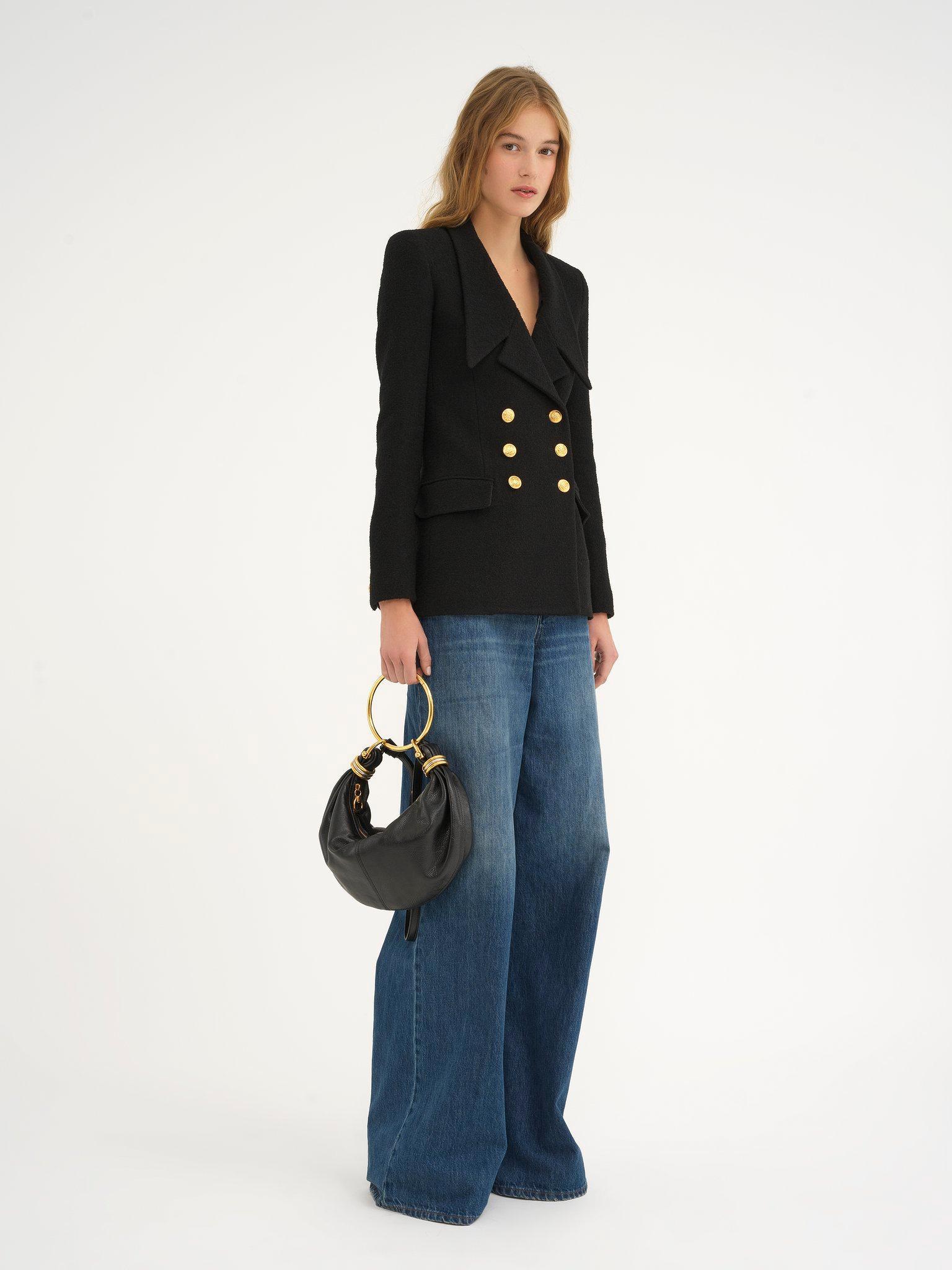 Small Bracelet hobo bag in grained leather Product Image