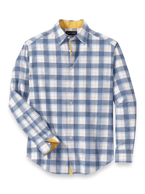 Performance Stretch Check Casual Shirt - Blue/yellow Product Image