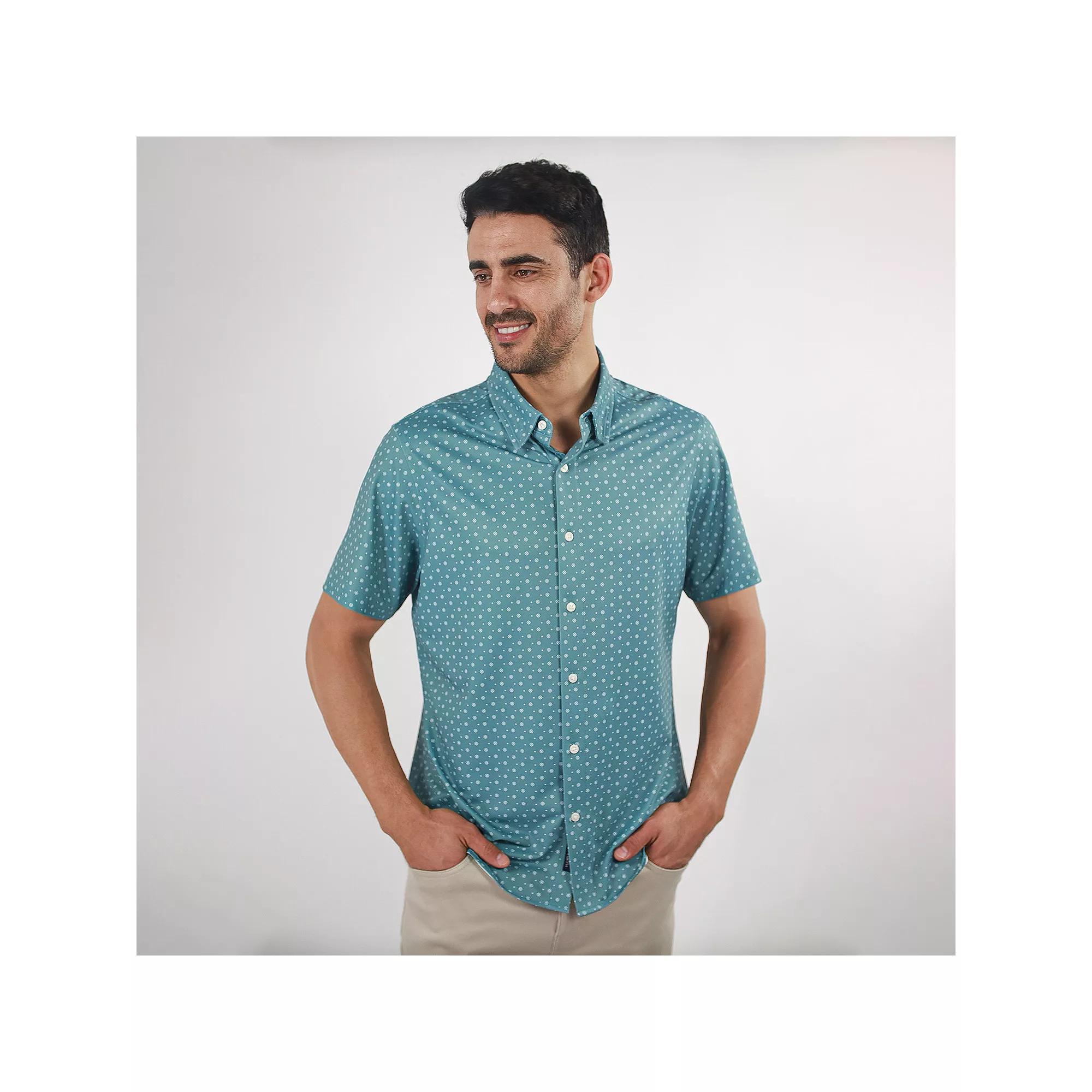 Men's JACHS NY Short Sleeve 4-Way Stretch Knit Performance Shirt, Size: Medium, Light Blue Product Image