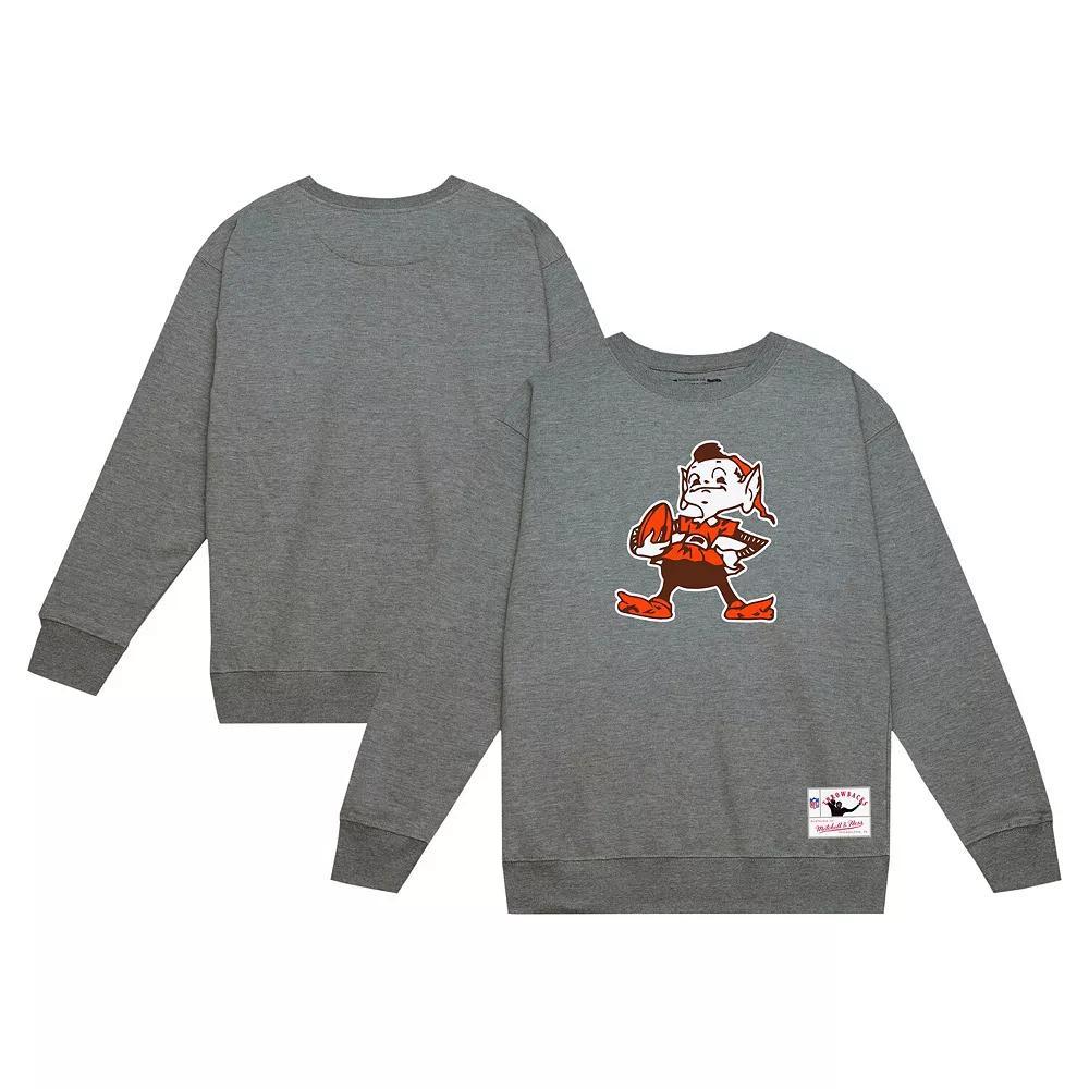 Men's Mitchell & Ness Heather Gray Cleveland Browns Basic Fleece Pullover Sweatshirt, Size: Large, Grey Product Image