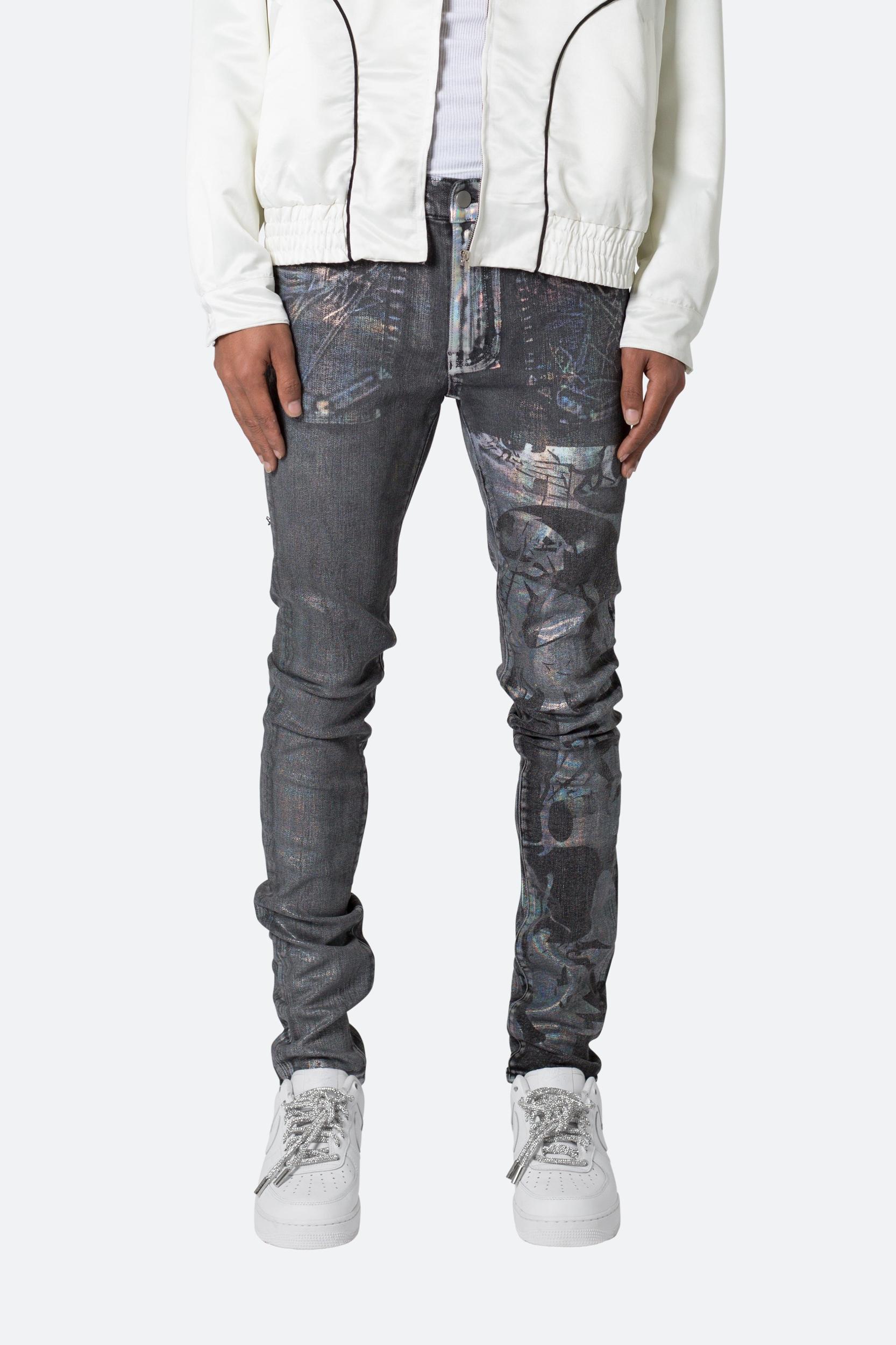 X507 Metallic Skinny Denim - Black/Silver Product Image