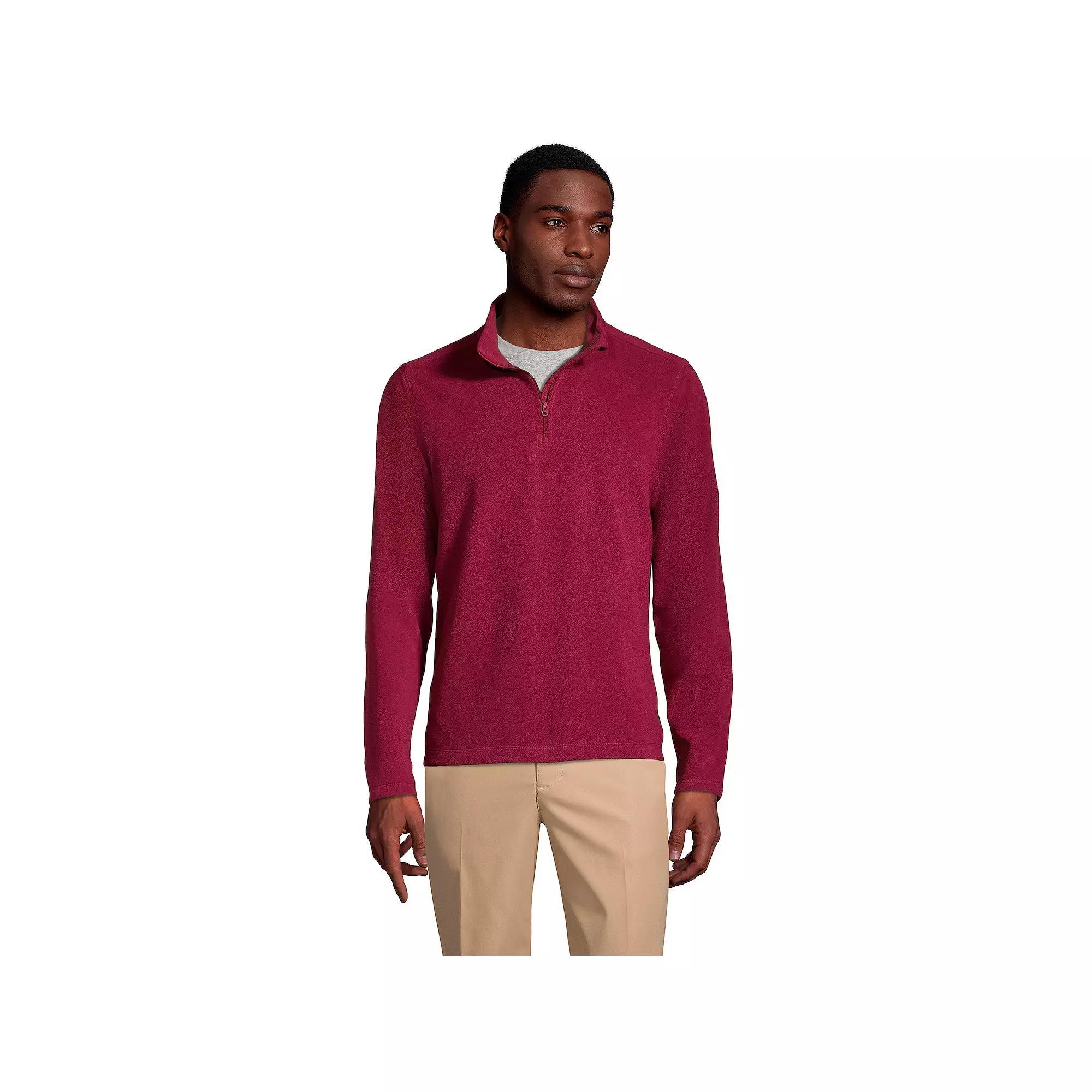 Men's Lands' End Lightweight Fleece Quarter Zip Pullover, Size: Large, Blue Product Image