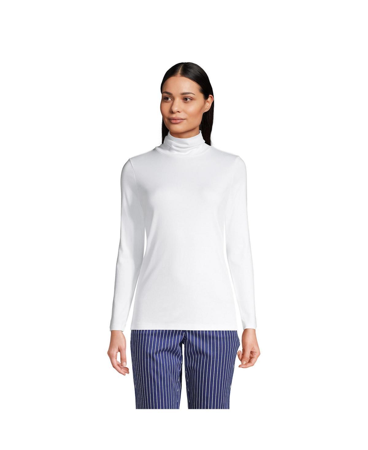 Womens Lands End Supima Cotton Long Sleeve Turtleneck Radiant Blue Product Image