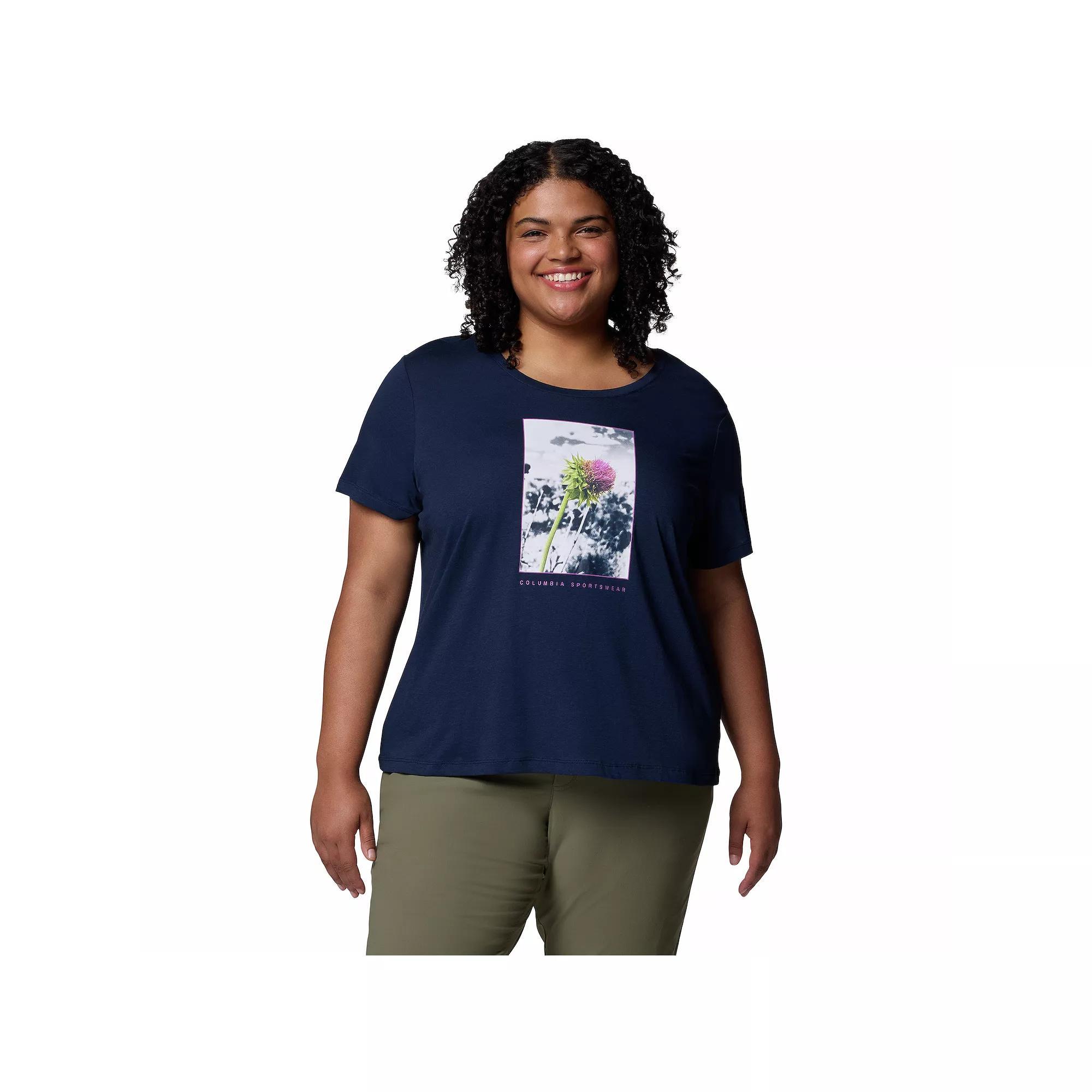 Plus Size Columbia Ruby Springs Graphic Scoop Neck Short Sleeve Tee, Women's, Size: 2XL, Salt Product Image