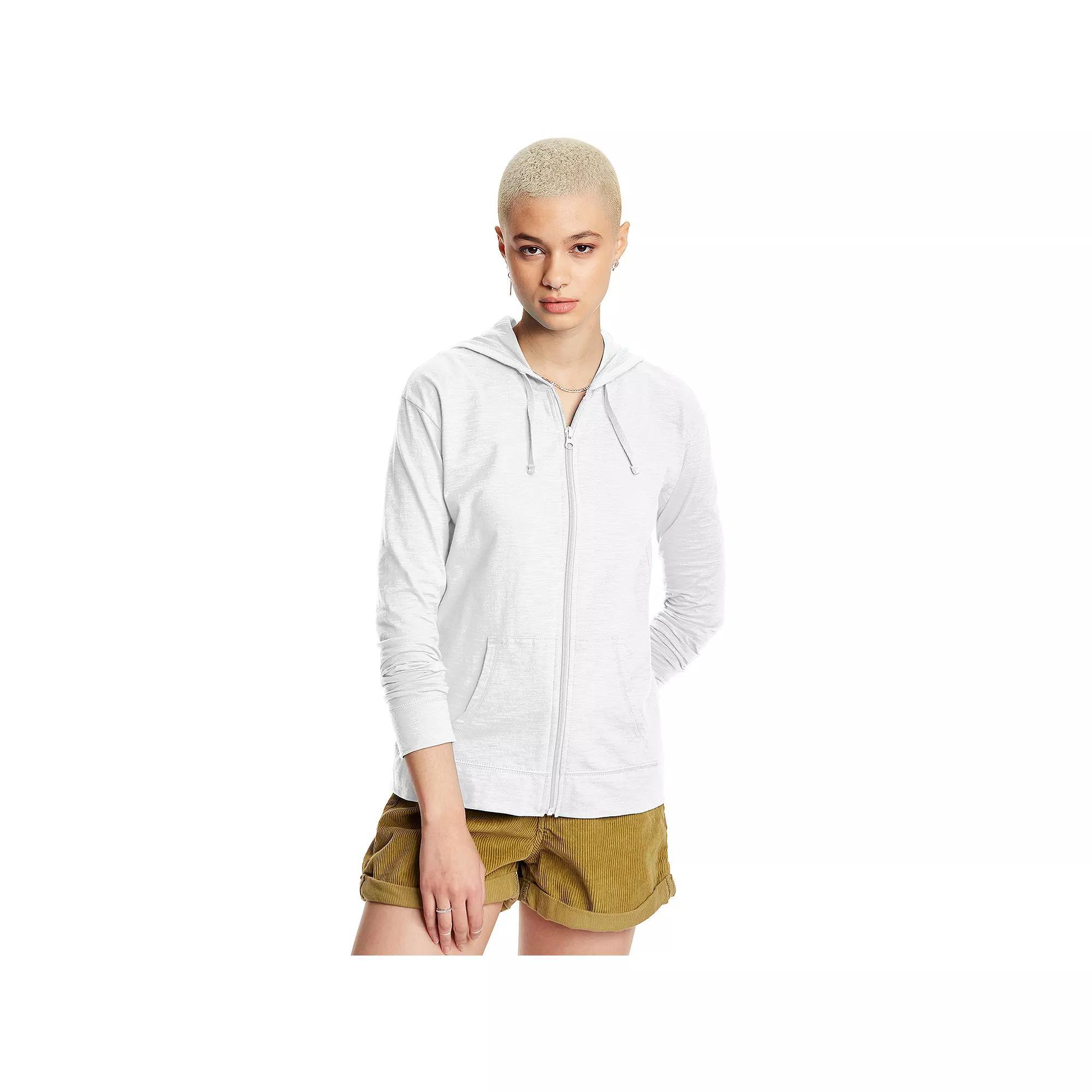 Womens Hanes Slub Jersey Full Zip Hooded Sweatshirt Product Image