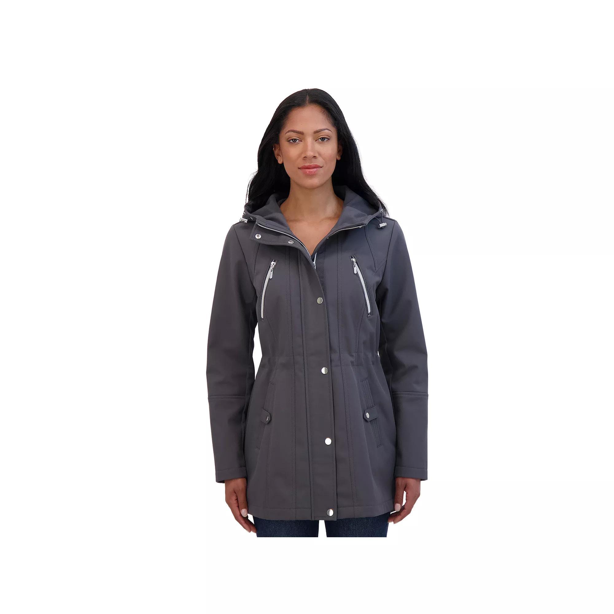 Women's Sebby Collection Hood Water-Resistant Anorak Jacket, Size: Medium, Black Product Image
