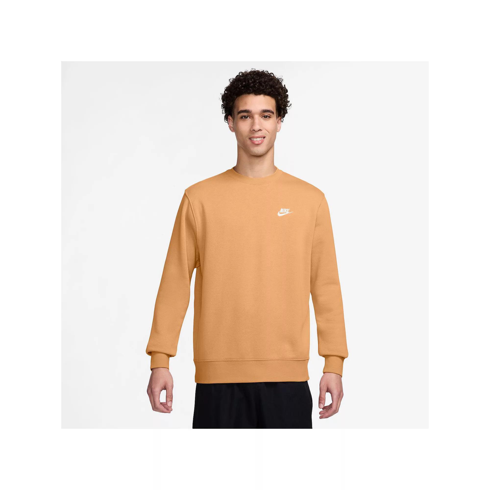 Men's Nike Club Fleece Crew, Size: XL, Brown Moon Product Image