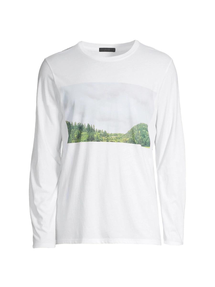 Mens Printed Long-Sleeve Cotton Tee Product Image