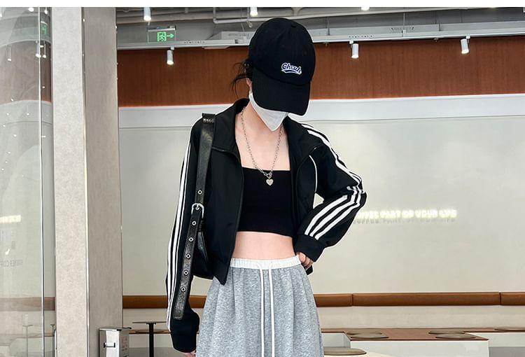 Drawstring Waist Two Tone Wide Leg Sweatpants Product Image