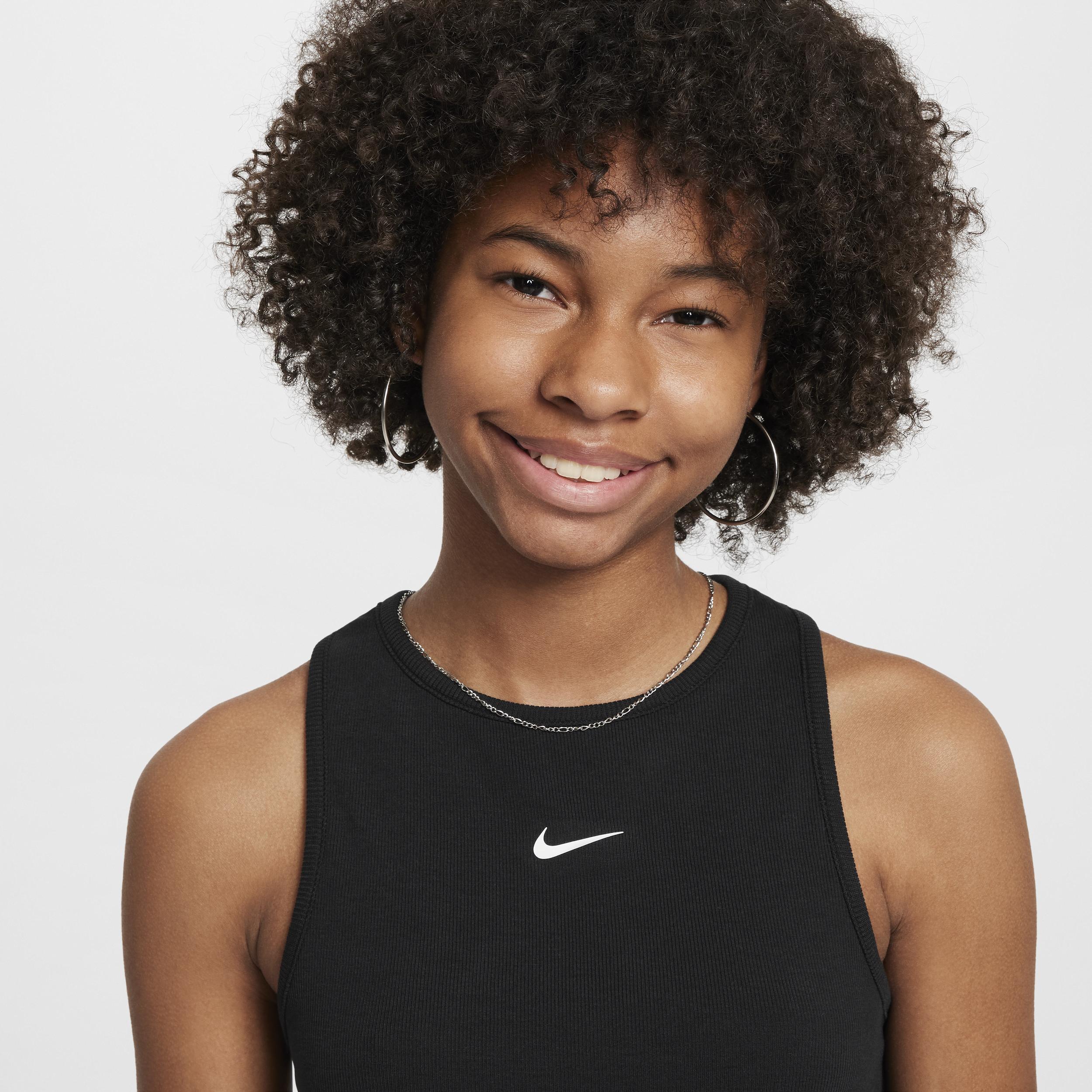Nike Kids' Sportswear Rib Racerback Tank in Black at Nordstrom Product Image