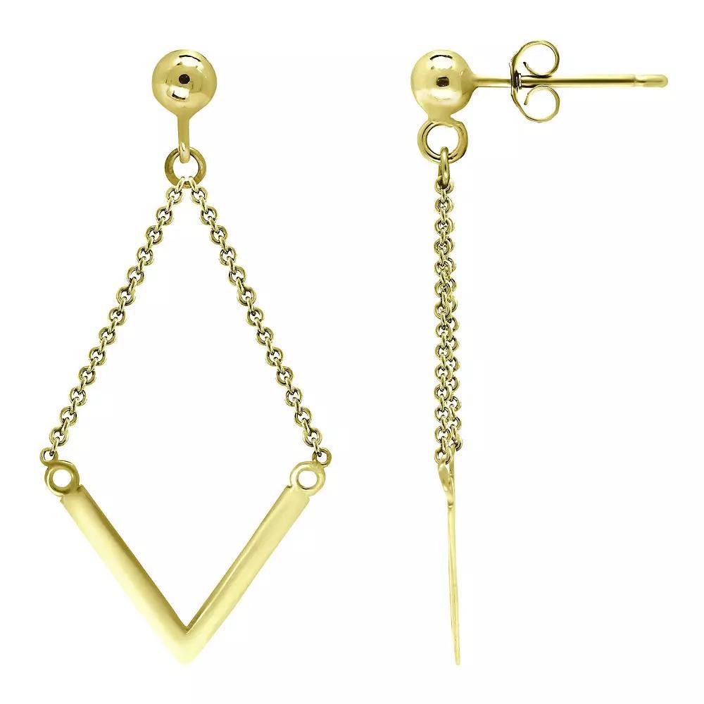 Aleure Precioso Sterling Silver Chain with "V" Drop Earrings, Women's, Gold Tone Product Image