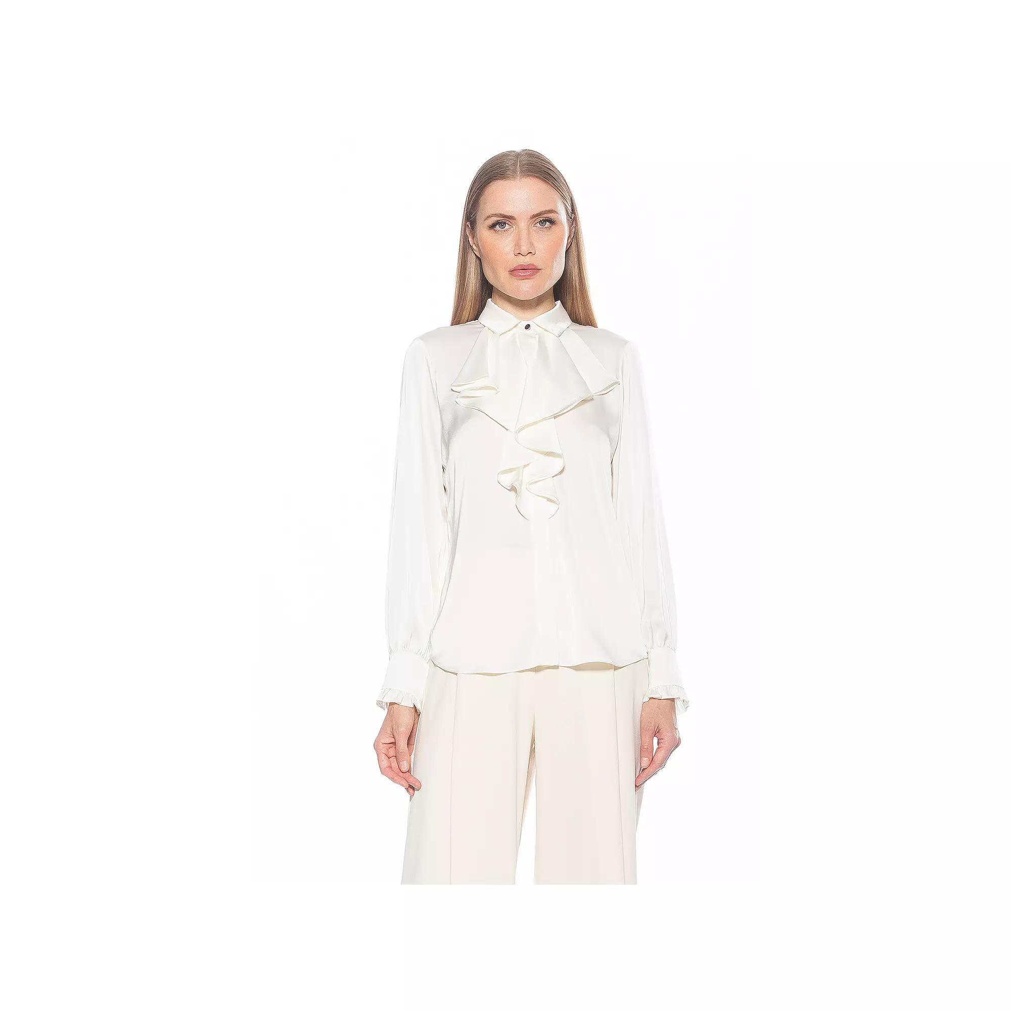 Women's ALEXIA ADMOR Brooks Silky Ruffle Blouse, Size: 10, Blush Product Image
