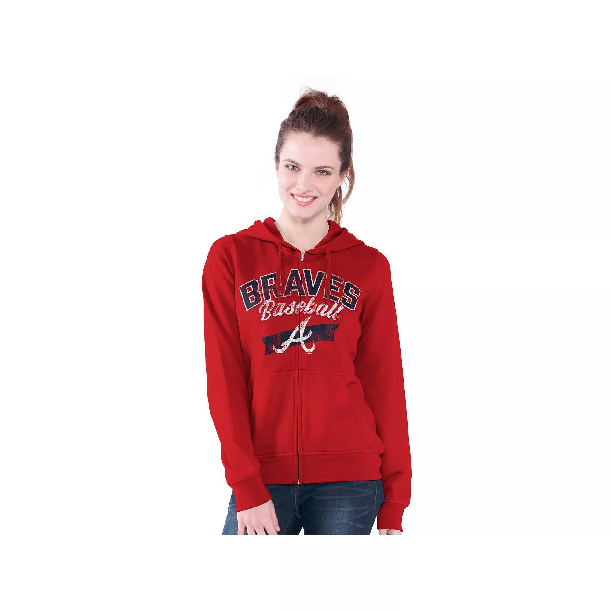 Women's G-III 4Her by Carl Banks  Red Atlanta Braves Wild Cat Full-Zip Hoodie, Size: Medium Product Image