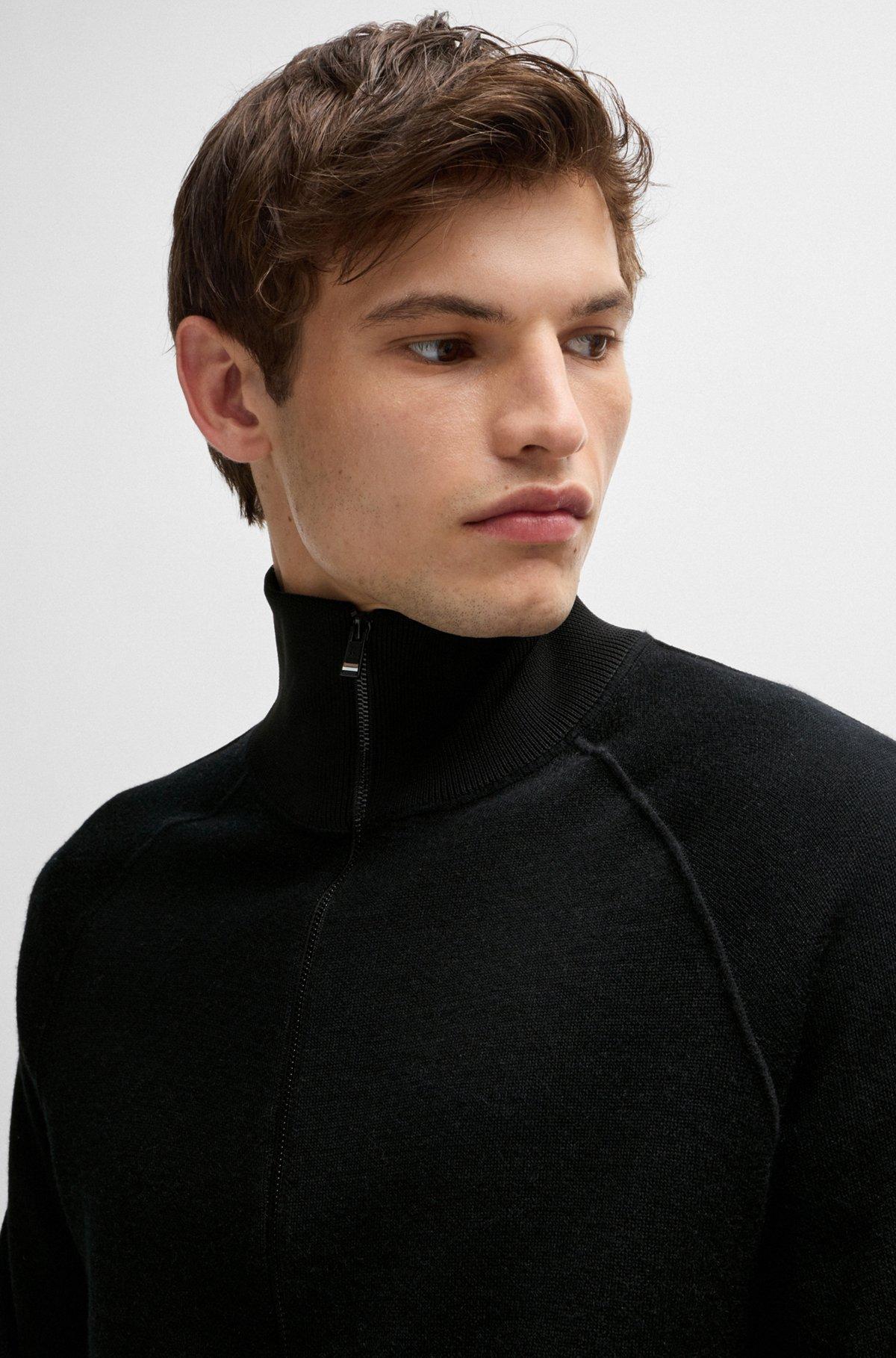 Zip-up cardigan in wool Product Image