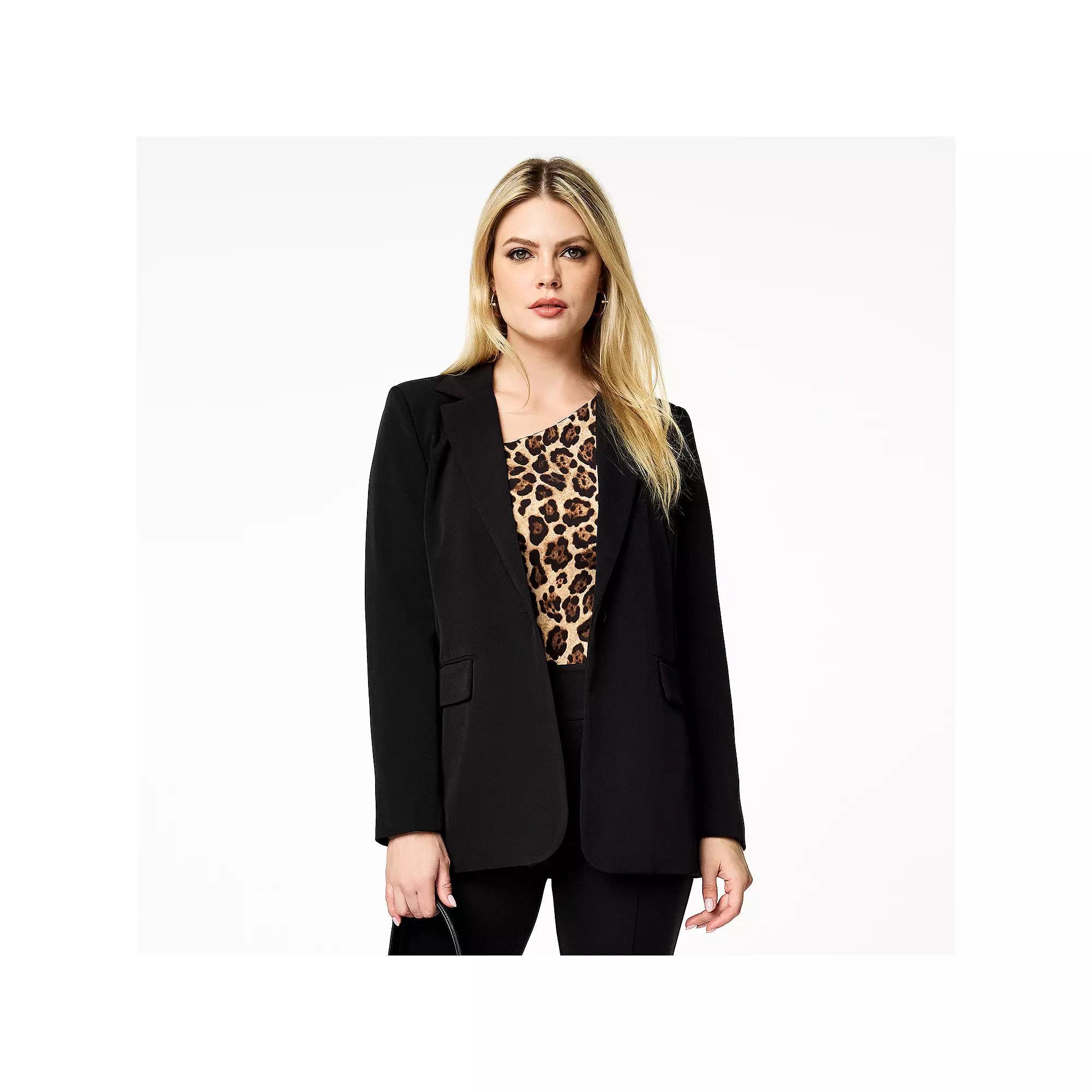 Women's INTEMPO™ Long Boyfriend Cut Blazer, Size: Small, Black Product Image
