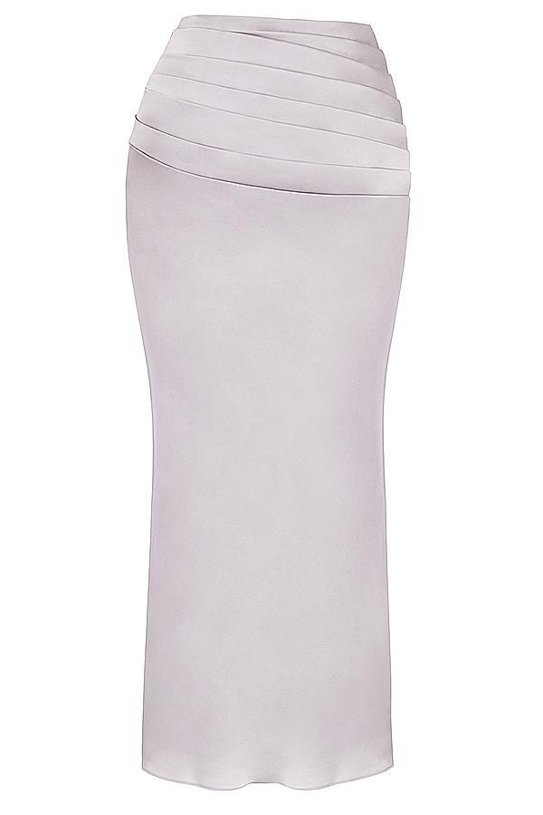 Jia  grey satin gathered maxi skirt Product Image