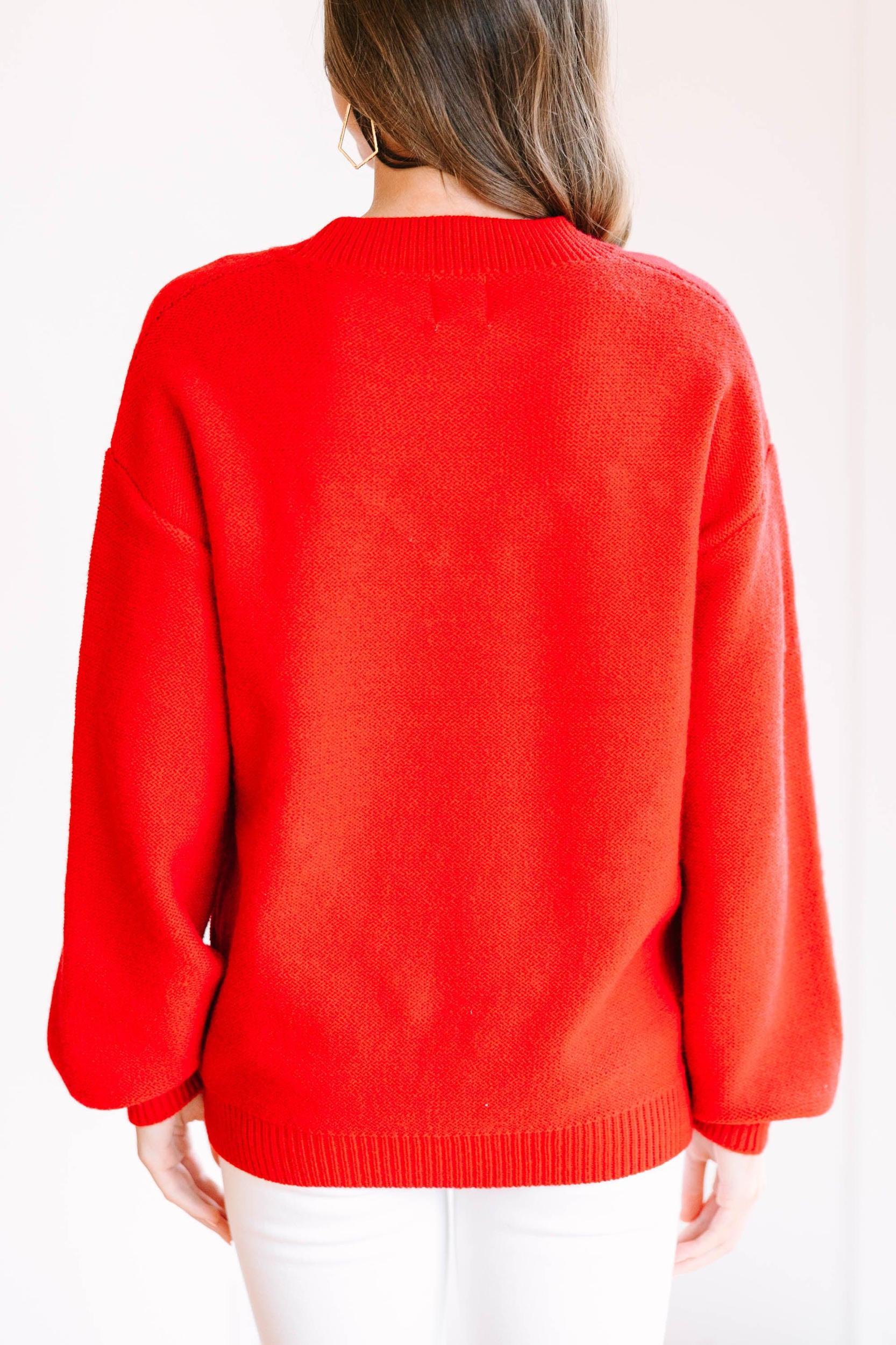 All For The Love Red Pompom Heart Sweater Female Product Image