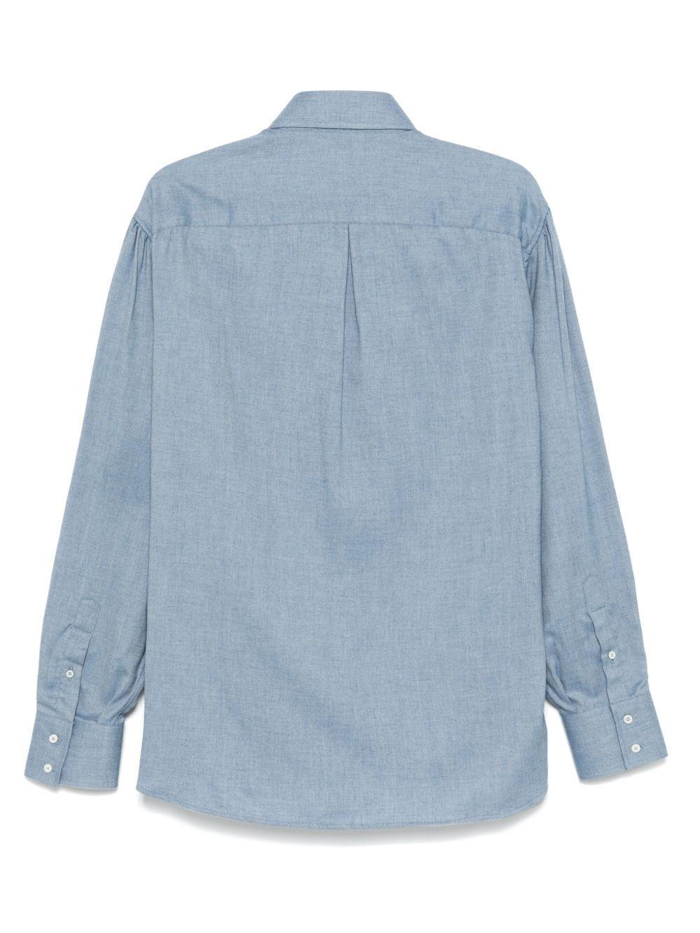 BRUNELLO CUCINELLI Herringbone Shirt In Blue Product Image