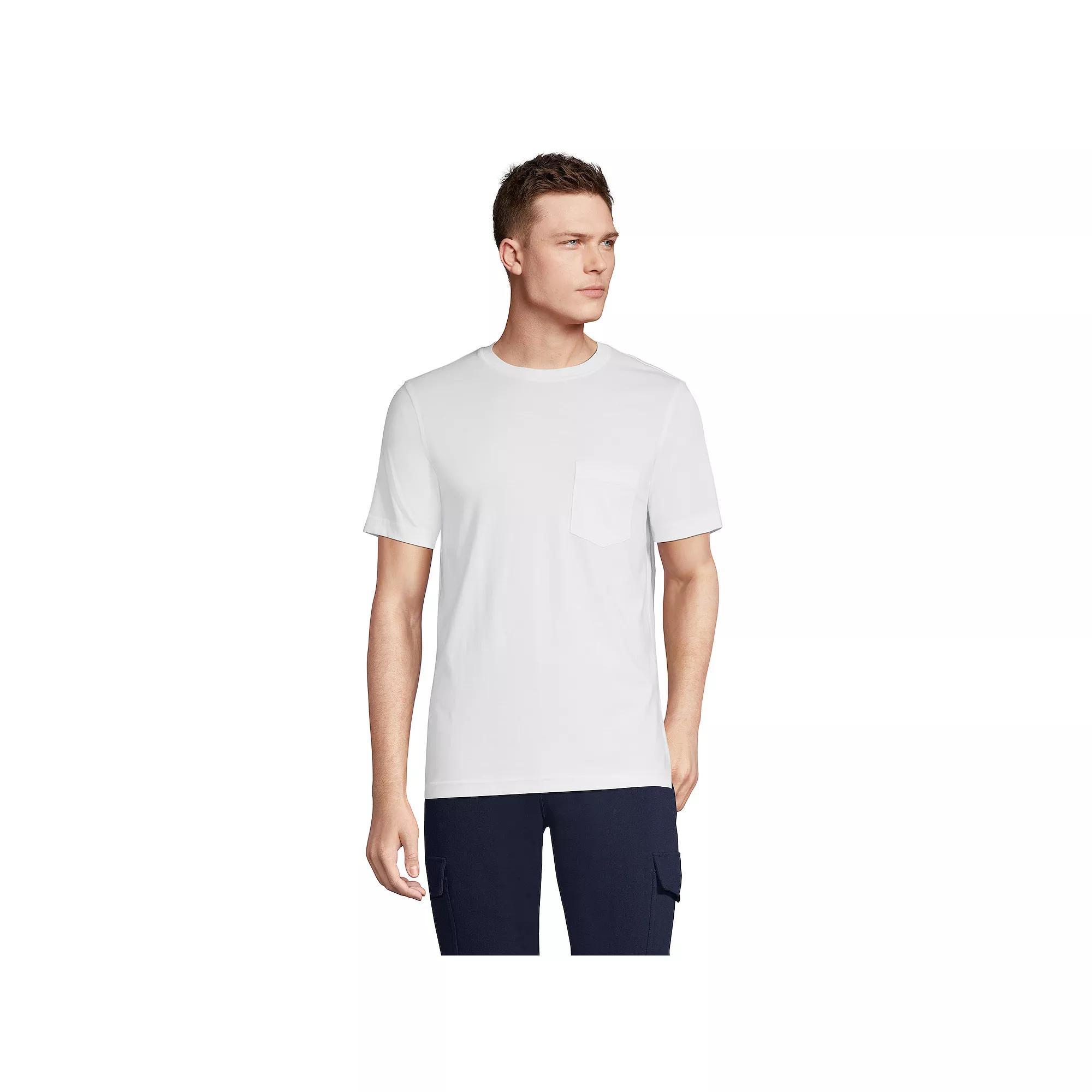 Men's Lands' End Supima Pocket Tee, Size: Medium, White Product Image