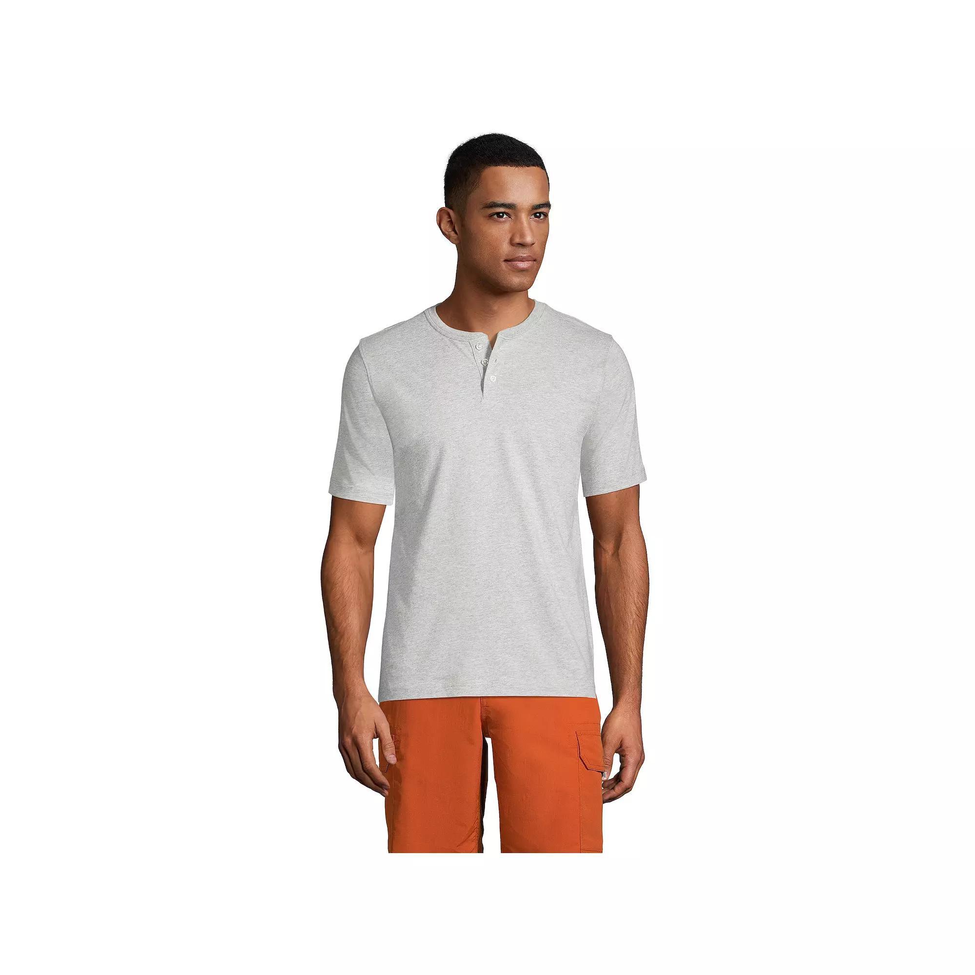 Big & Tall Lands' End Short Sleeve Super-T Henley Shirt, Men's, Size: 3XL Tall, Radiant Blue Product Image