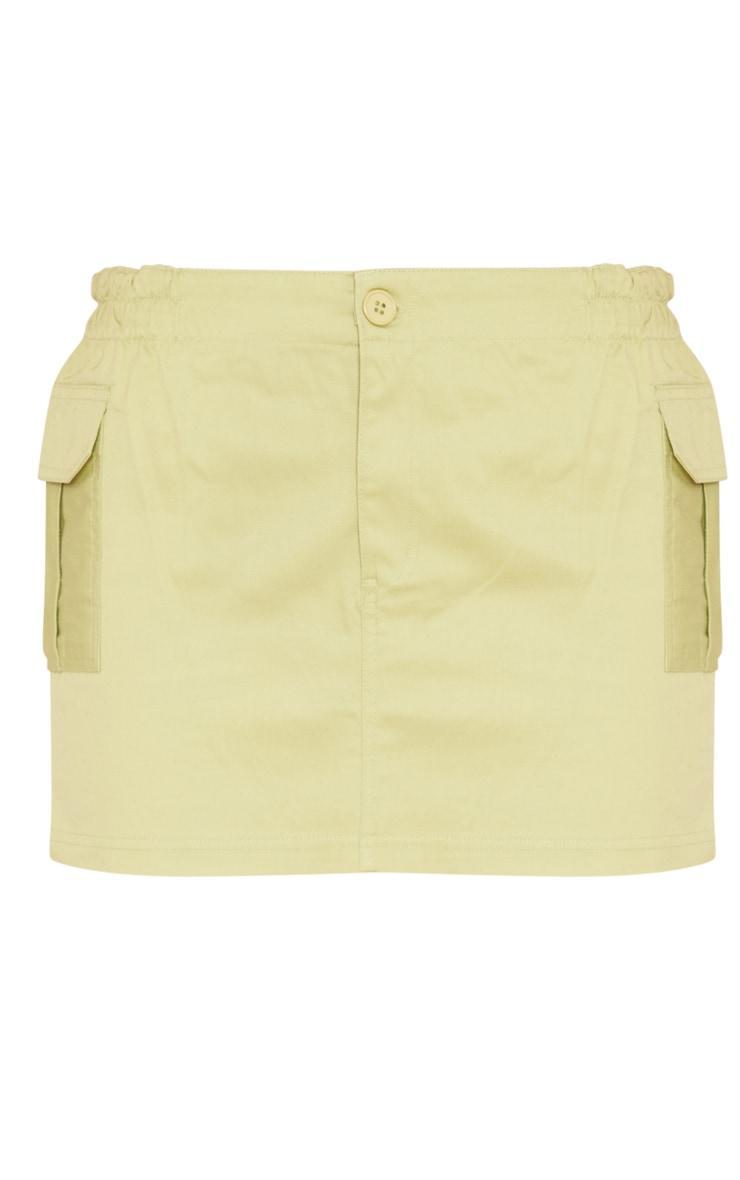  Sage Khaki Twill Pocket Front Micro Mini Cargo Skirt Product Image
