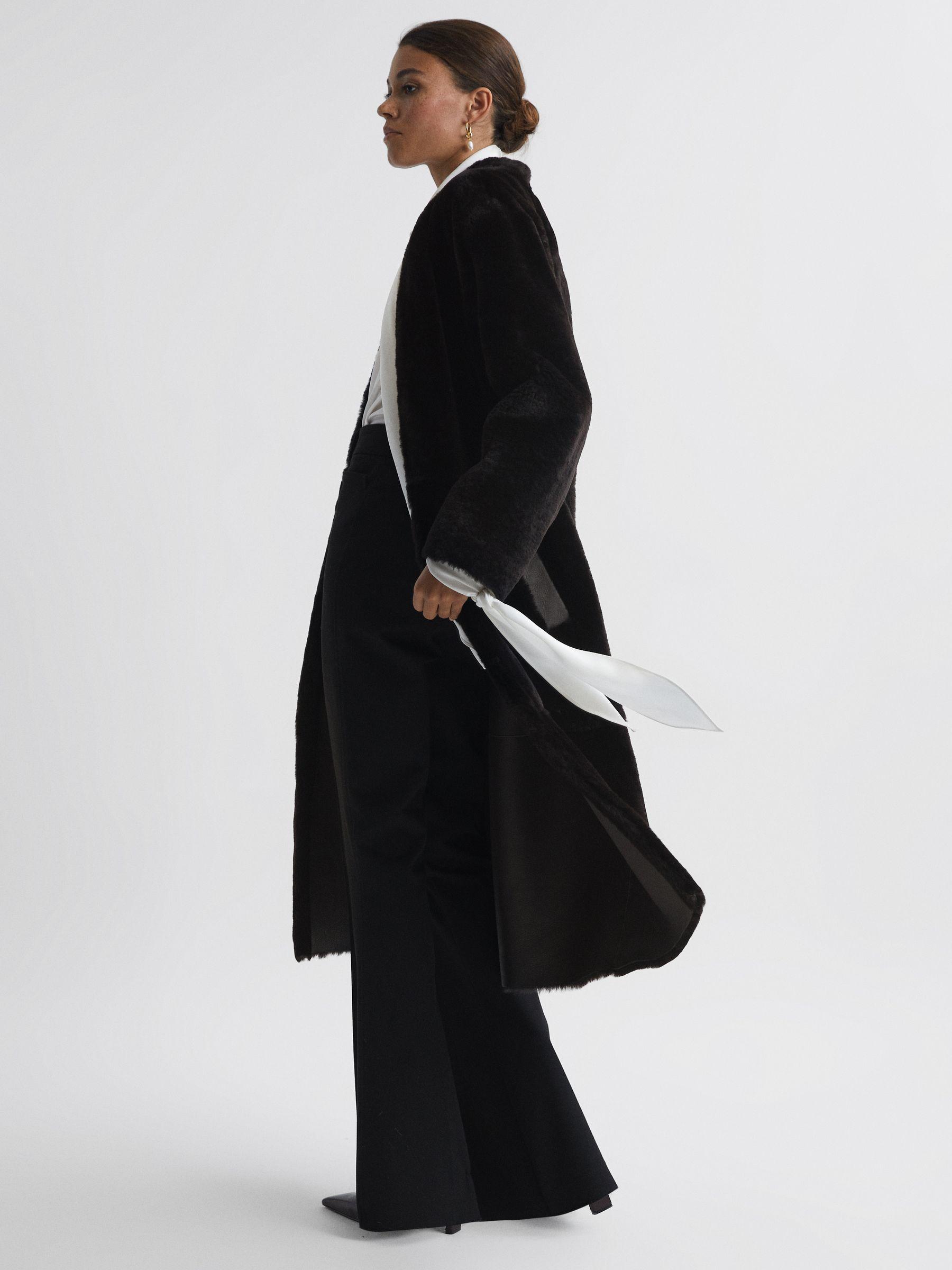 Reversible Leather Shearling Jacket in Chocolate Product Image