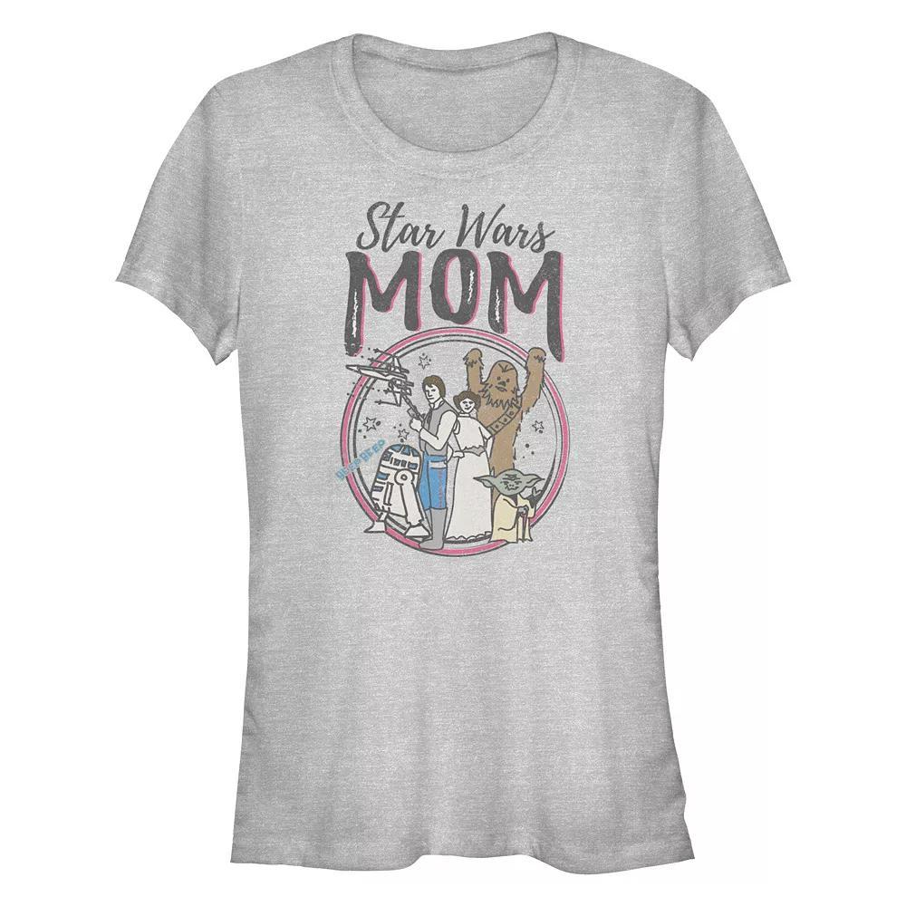 Women's Star Wars Mom Character Collage Fitted Graphic Tee, Size: Medium, Athletic Grey Product Image
