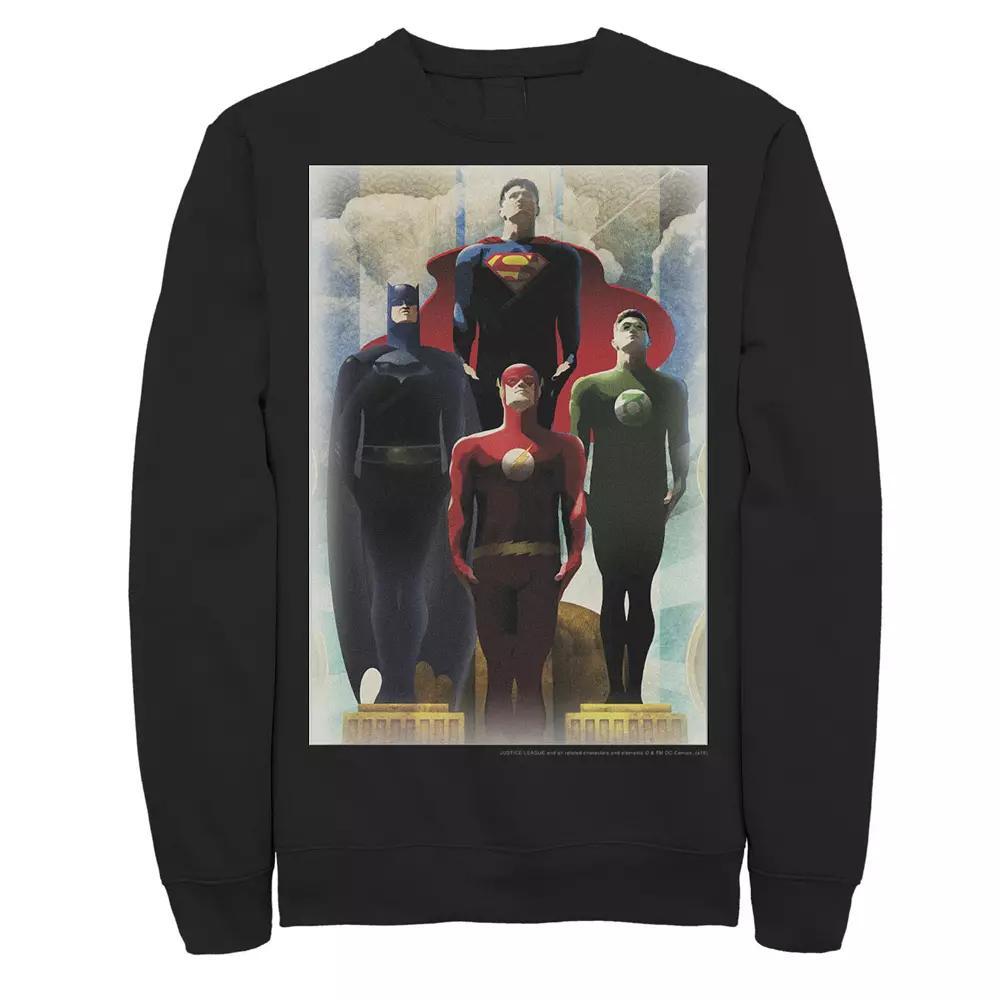 Men's DC Comics Justice League Heroes Deco Art Poster Sweatshirt, Size: XXL, Black Product Image