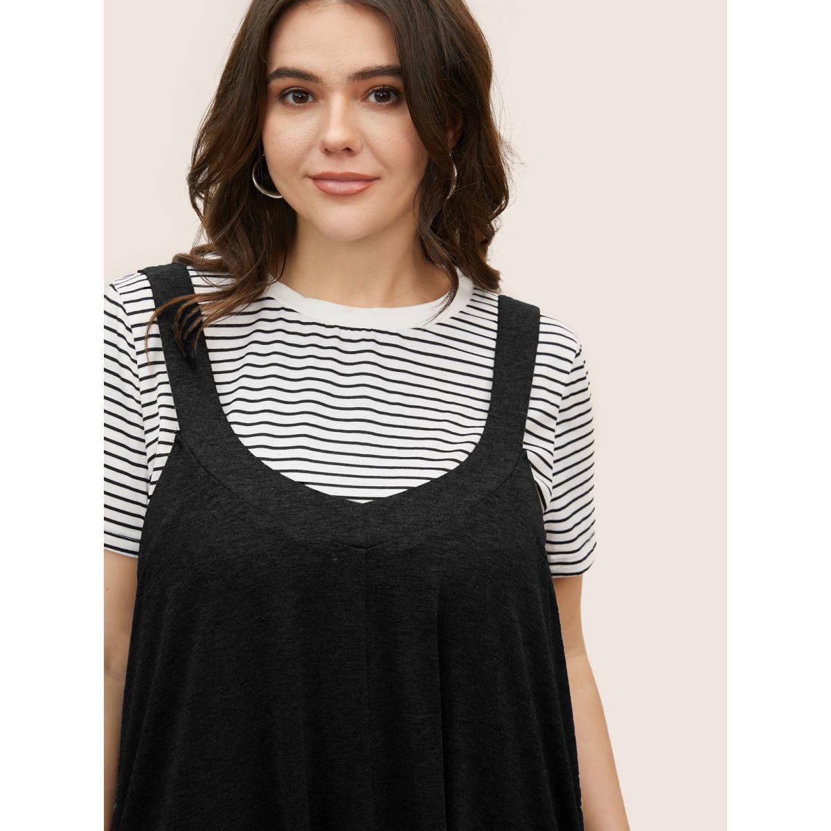 Plus Size Supersoft Essentials Plain Adjustable Straps Dress Black Women Casual Non Sleeveless Curvy BloomChic 18-20/2X Product Image
