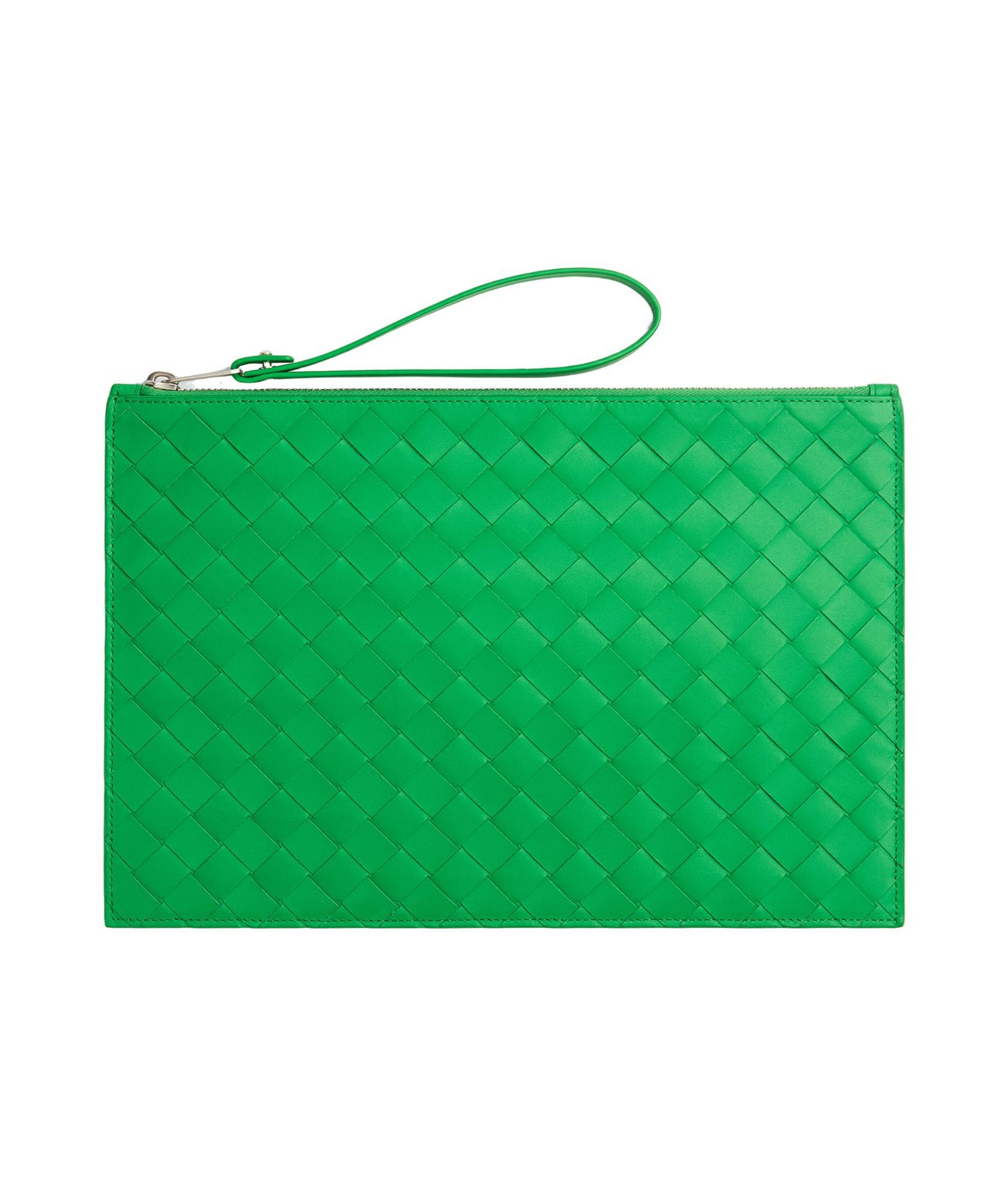 BOTTEGA VENETA Intrecciato-weave Clutch Bag In Green Product Image