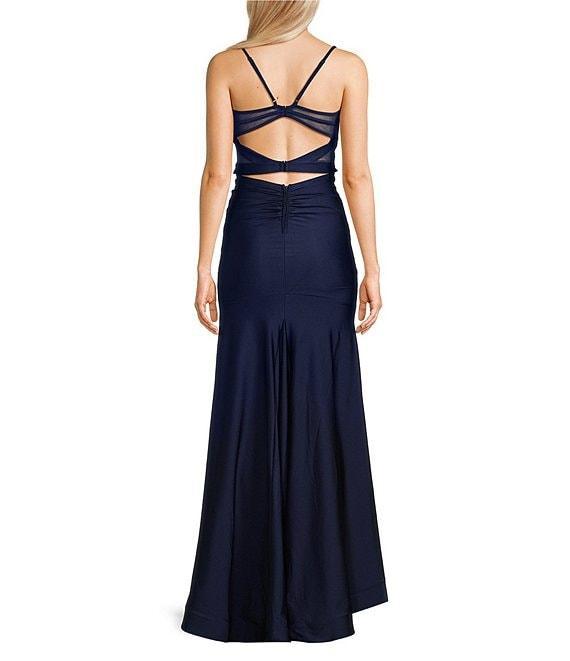 Honey and Rosie Square Neck Adjustable Strap Shirred Gown Product Image