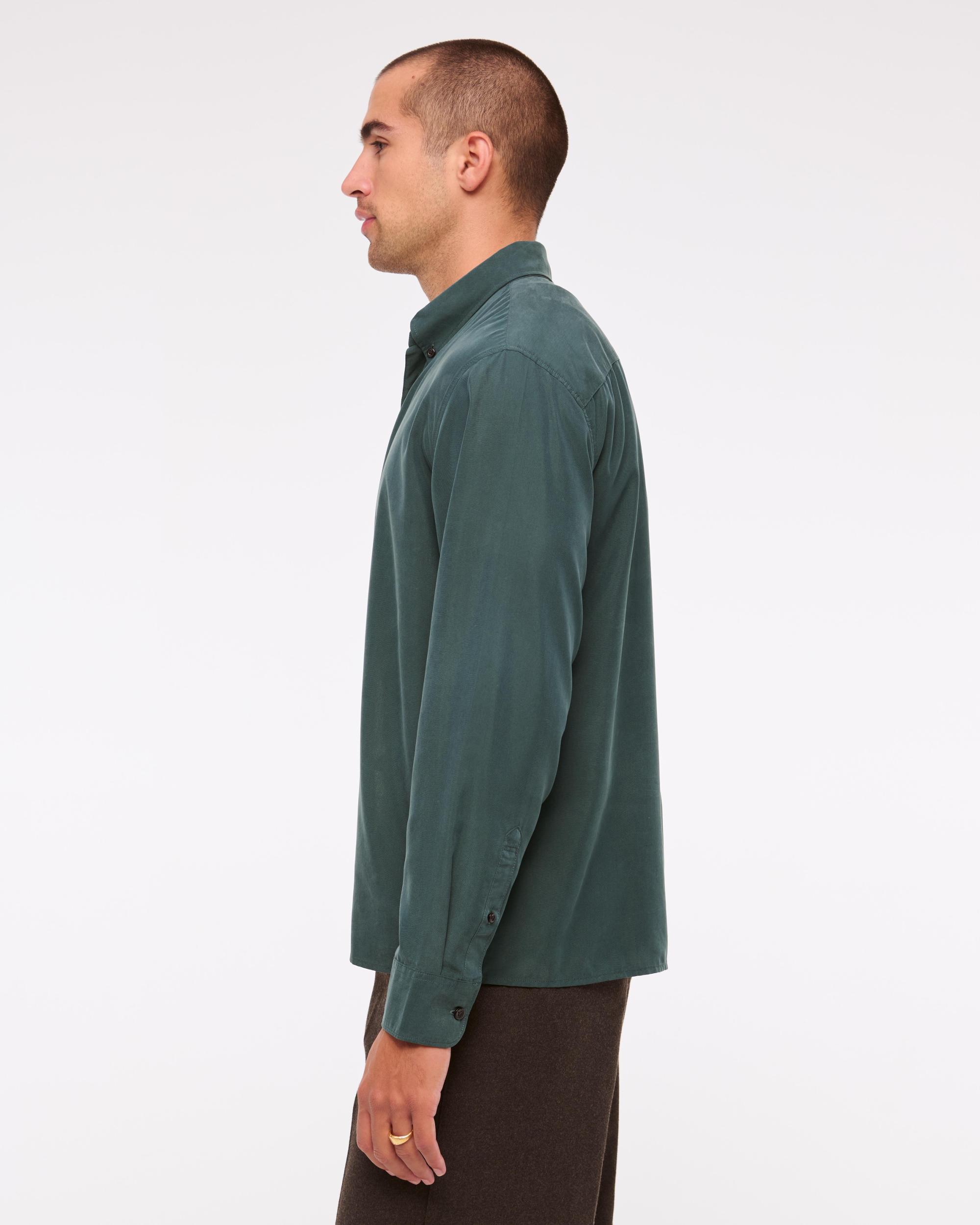 Long-Sleeve Cupro Button-Up Shirt Product Image