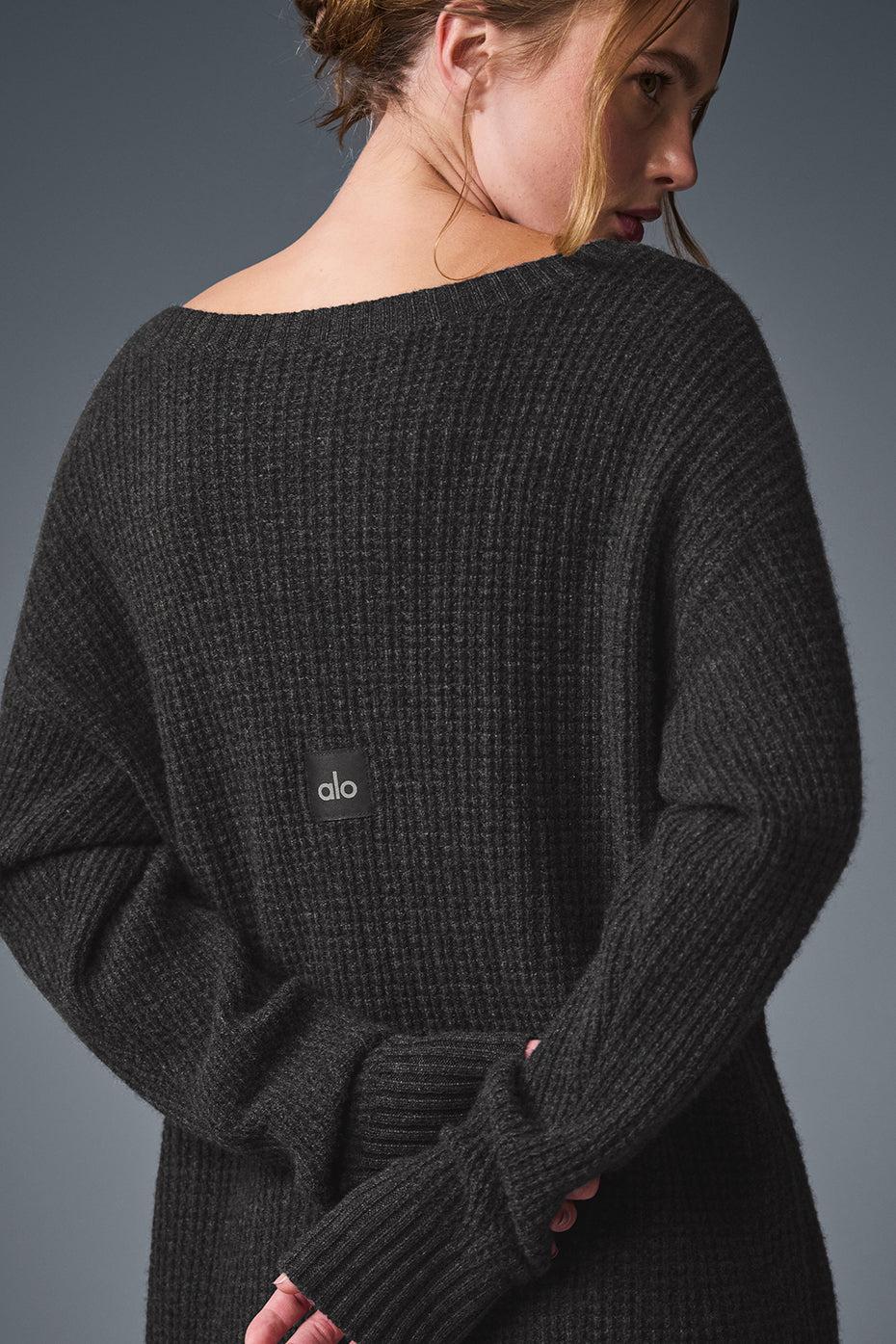 Cashmere Plush Waffle Dress - Dark Heather Grey Product Image