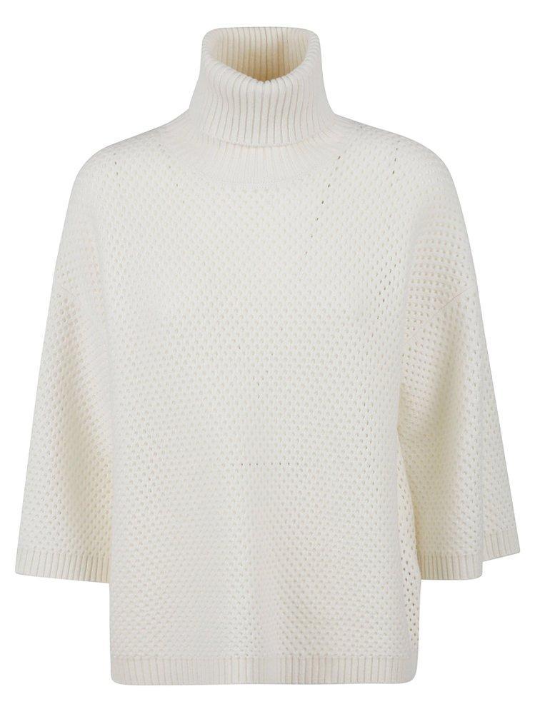 FABIANA FILIPPI Mesh Turtleneck Sweater In Rafia Product Image