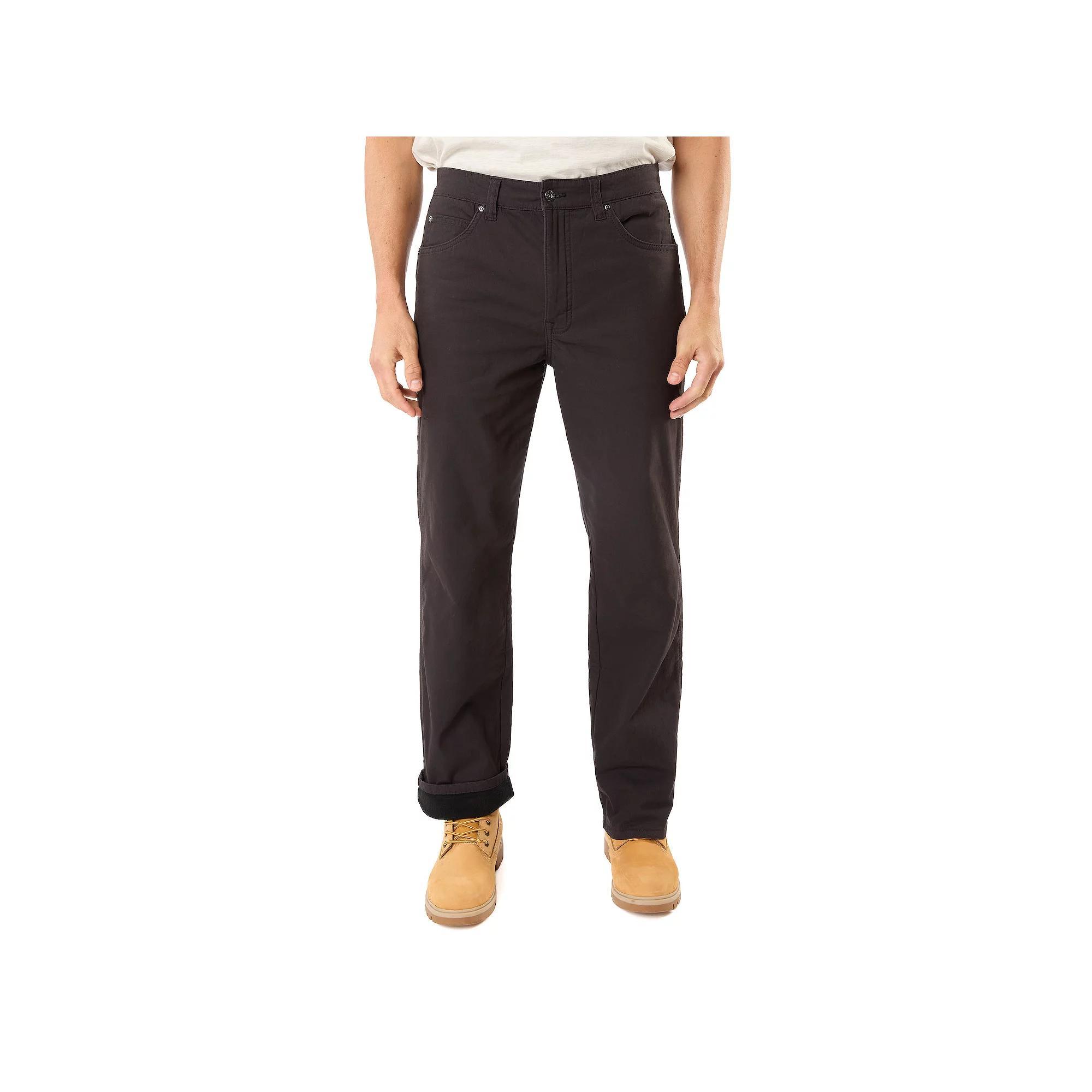 Men's Smith's Workwear Stretch Fleece-Lined Canvas 5-Pocket Pants, Size: 38 X 32, Black Product Image