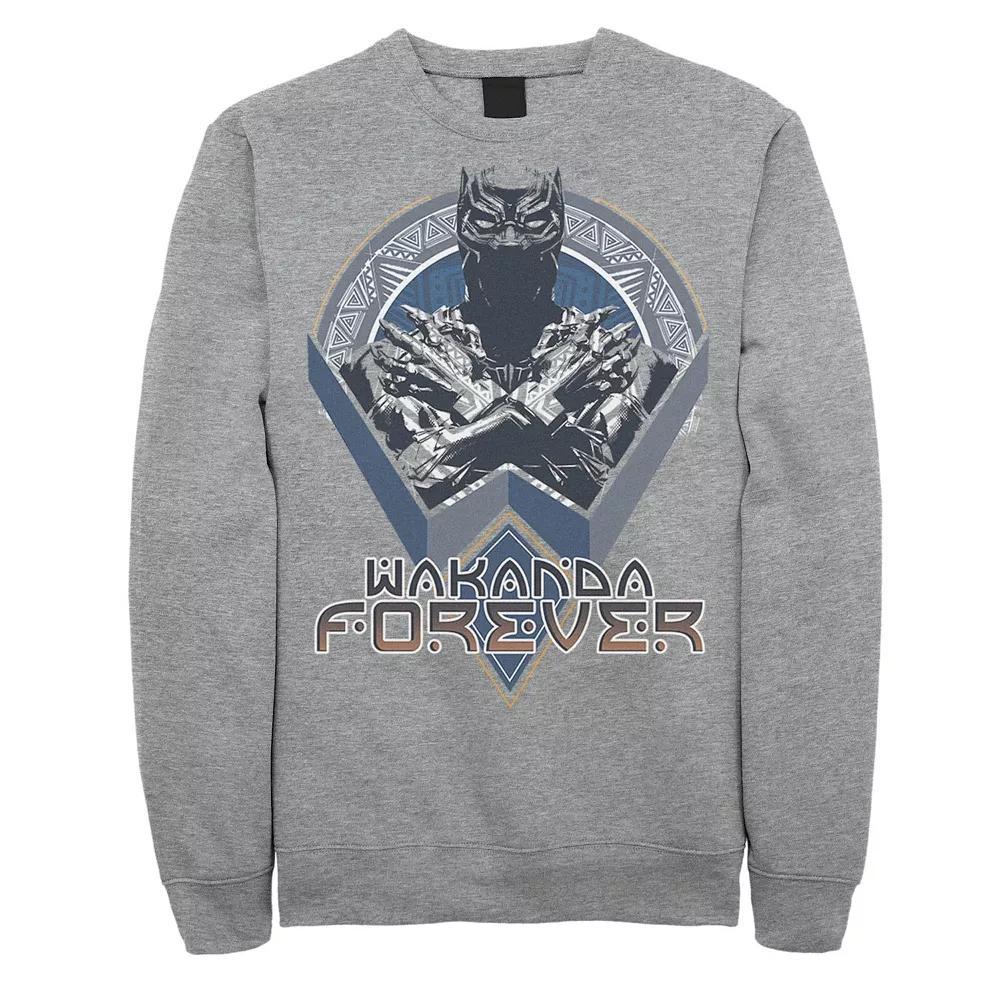 Mens Marvel Black Panther Geometric Wakanda Forever Fleece Athletic Grey Product Image