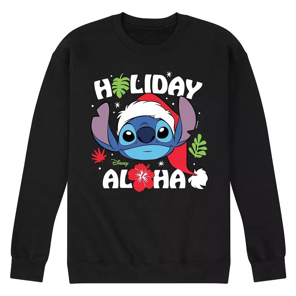 Disneys Lilo & Stitch Mens Holiday Aloha Fleece Sweatshirt Blue Product Image