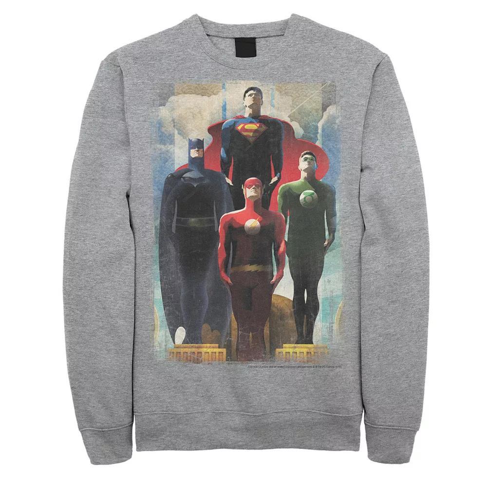 Men's DC Comics Justice League Heroes Look Up Sweatshirt, Size: Medium, Athletic Grey Product Image