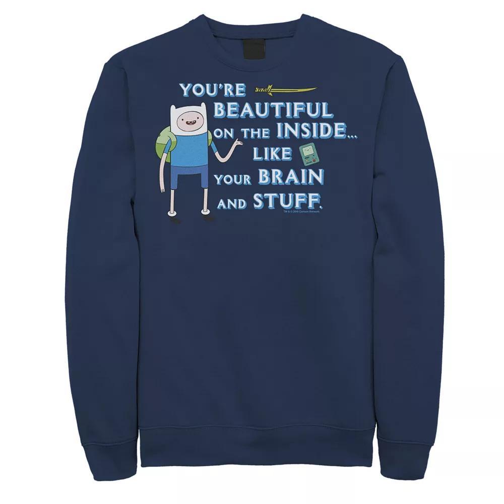 Men's Adventure Time Finn You're Beautiful On The Inside Portrait Fleece, Size: 3XL, Athletic Grey Product Image