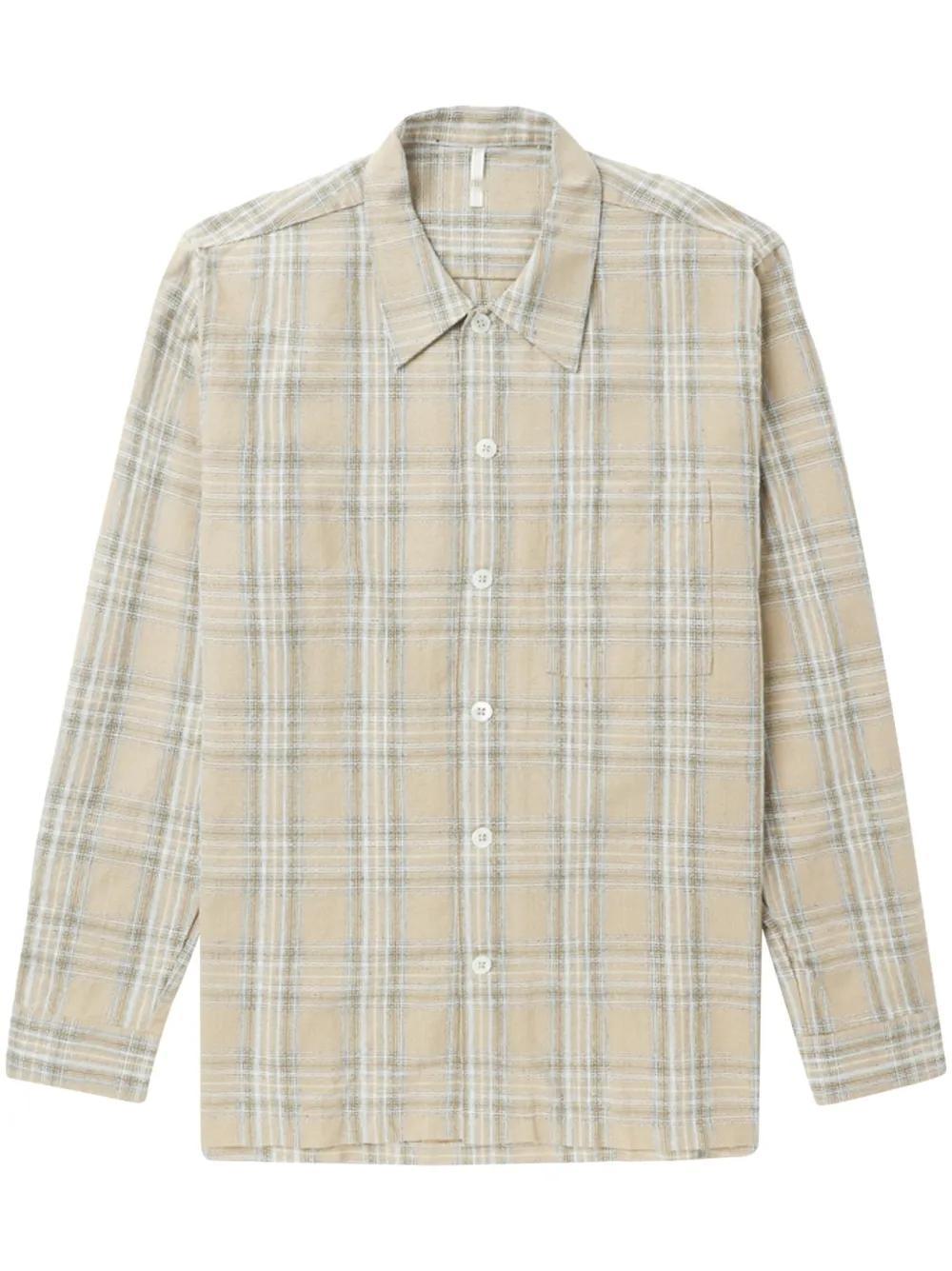 SUNFLOWER Spacey Checked Cotton Shirt In Brown Product Image