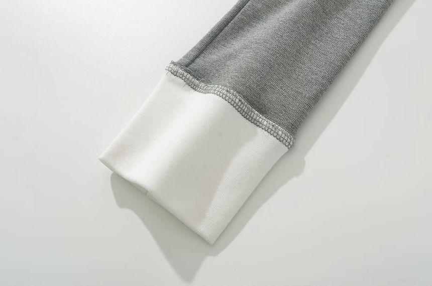 Mock Two-Piece Long-Sleeve Two Tone Collared Top Product Image