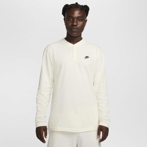 Men's Nike Club Fleece Long Sleeve Henley, Size: Medium, Black Product Image